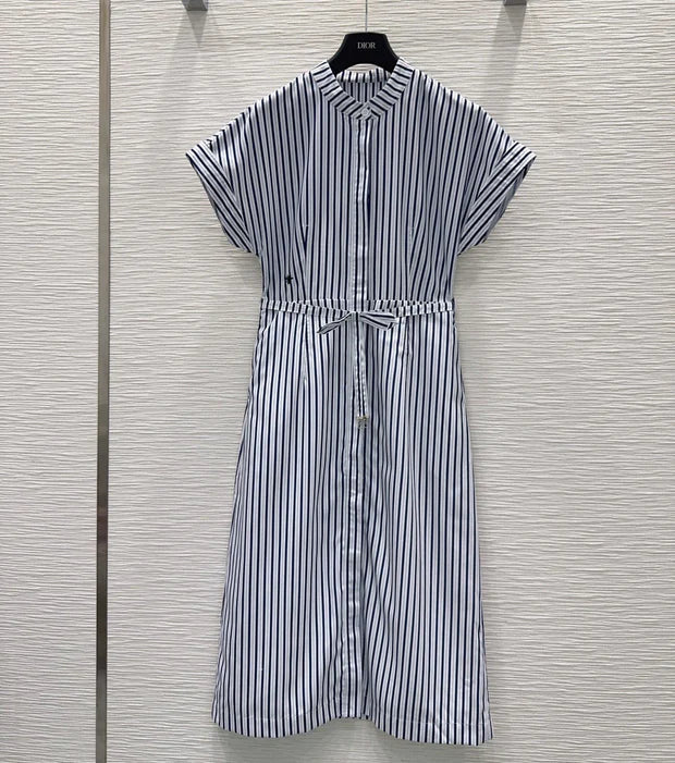Dior 2026 Dress Navy Blue mix White Polyester 392132