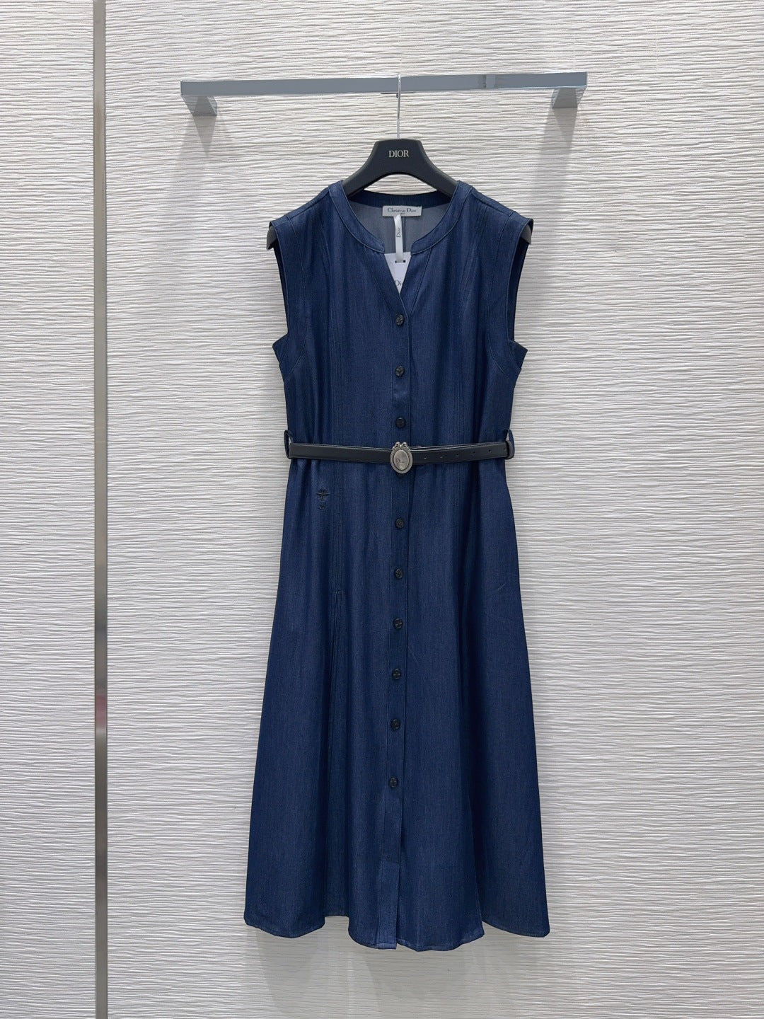 CD 26s Sleeveless Shirt Dress Blue Cotton Viscose 395000