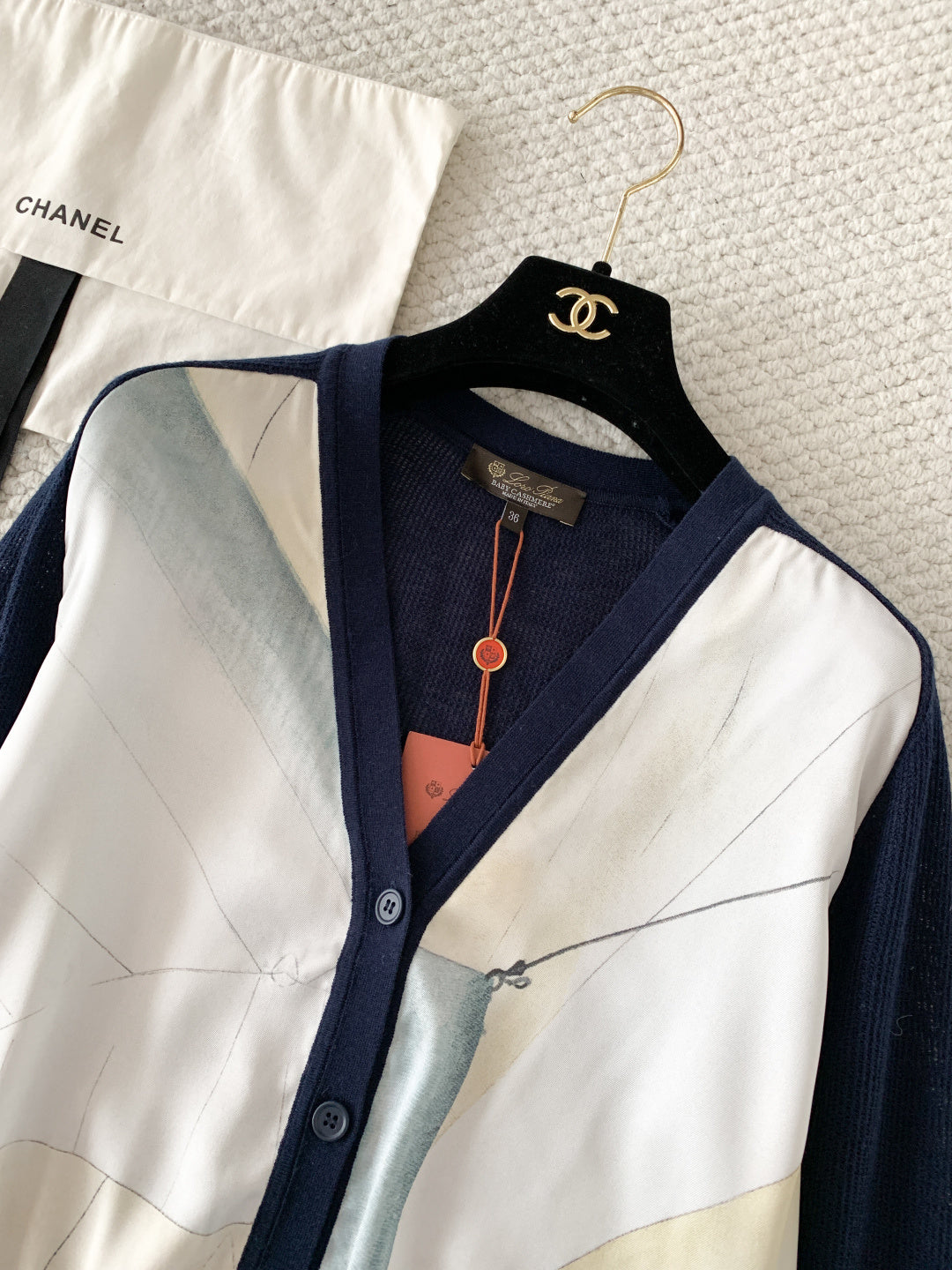LP Libeccio Cardigan Blue Navy/Ivory Sky Mulberry Silk 380657