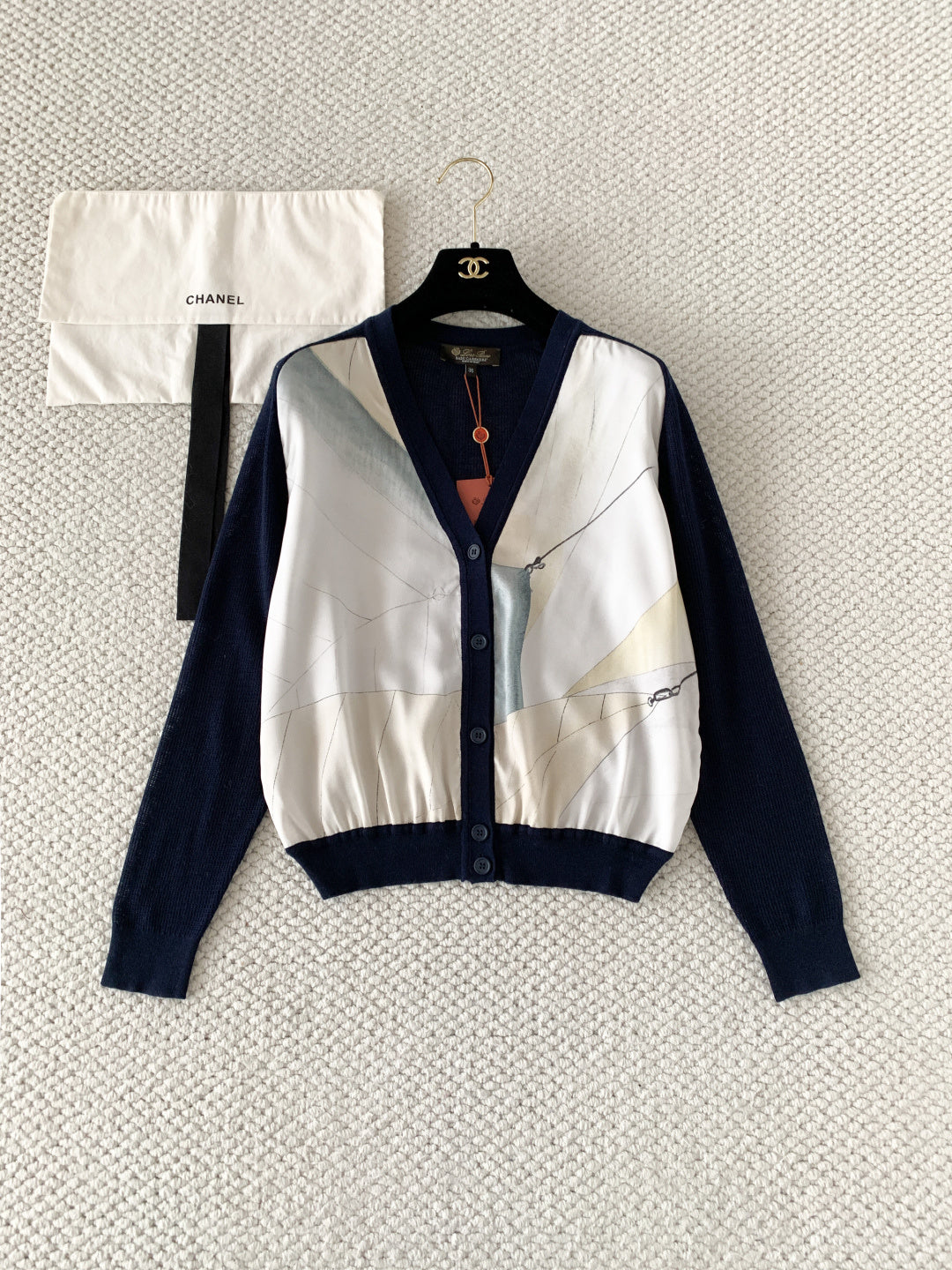 LP Libeccio Cardigan Blue Navy/Ivory Sky Mulberry Silk 380657
