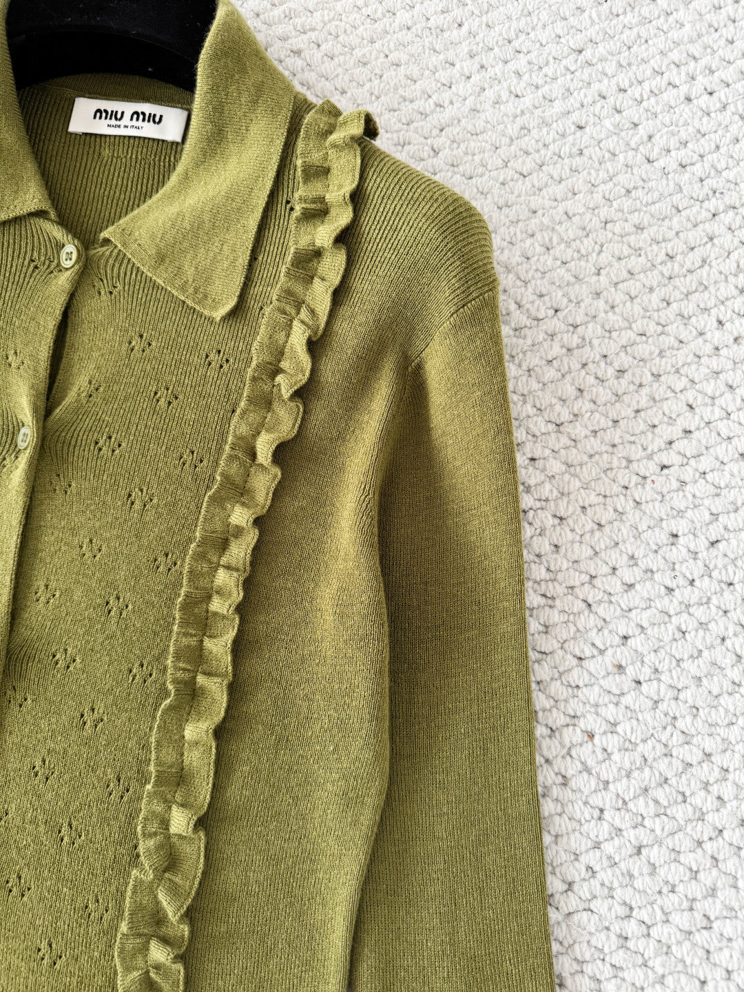 Miu 26s Cardigan Fern Green Cashmere Silk 380643