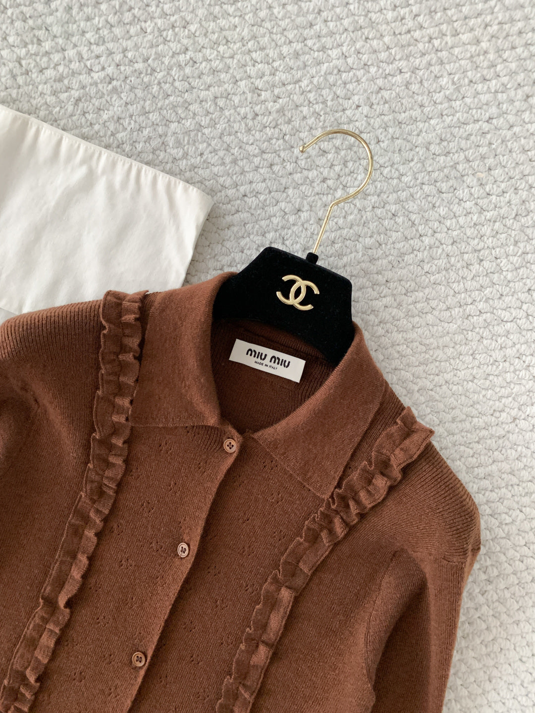 Miu 26s Cardigan Brown Cashmere Silk 380641