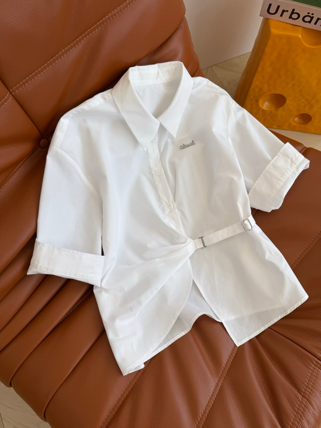 CC 26s Button-Down Waist Shirt White Cotton 384872