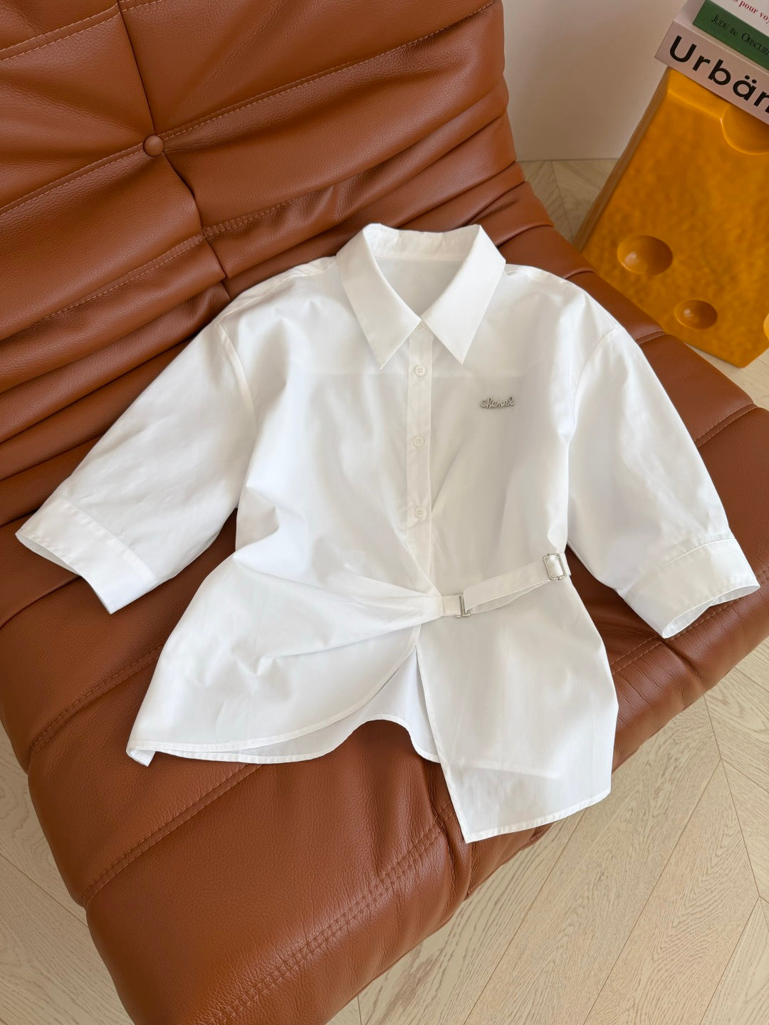 CC 26s Button-Down Waist Shirt White Cotton 384872