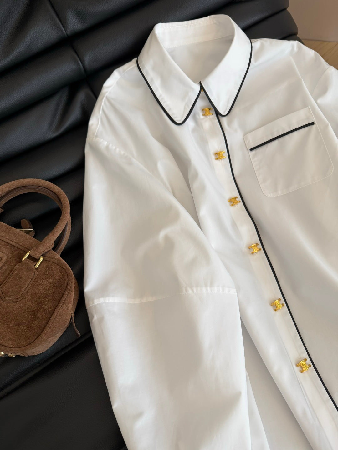 Celine 26s Triomphe-Themed Shirt White Cotton 424228