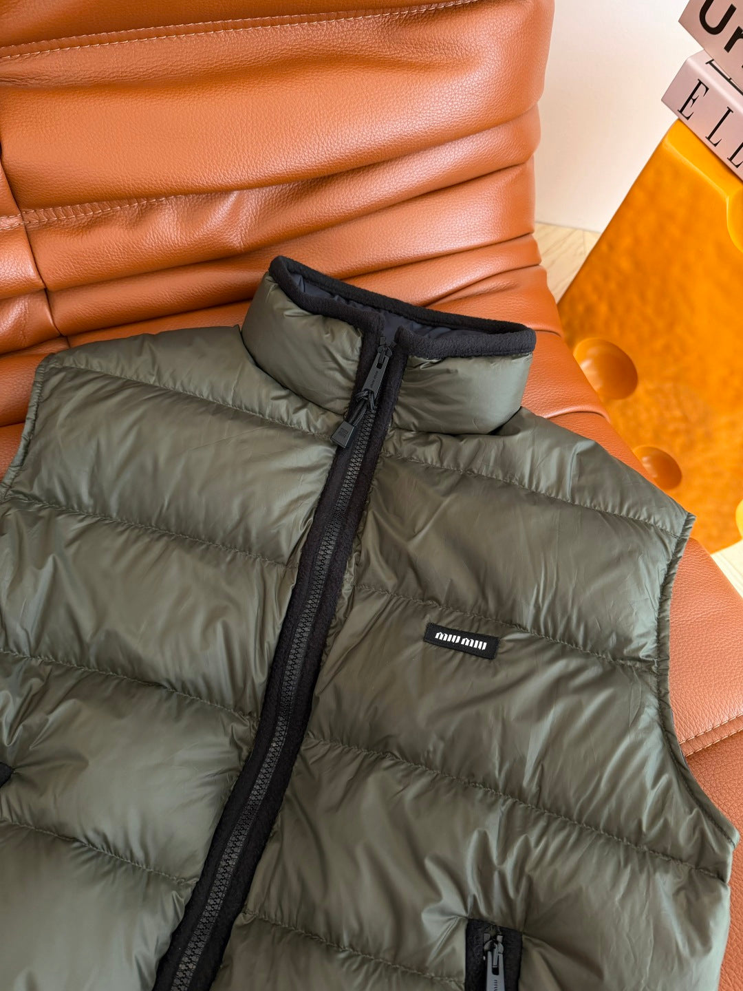 Miu 26s Down Vest Olive Green Re-Nylon 424238
