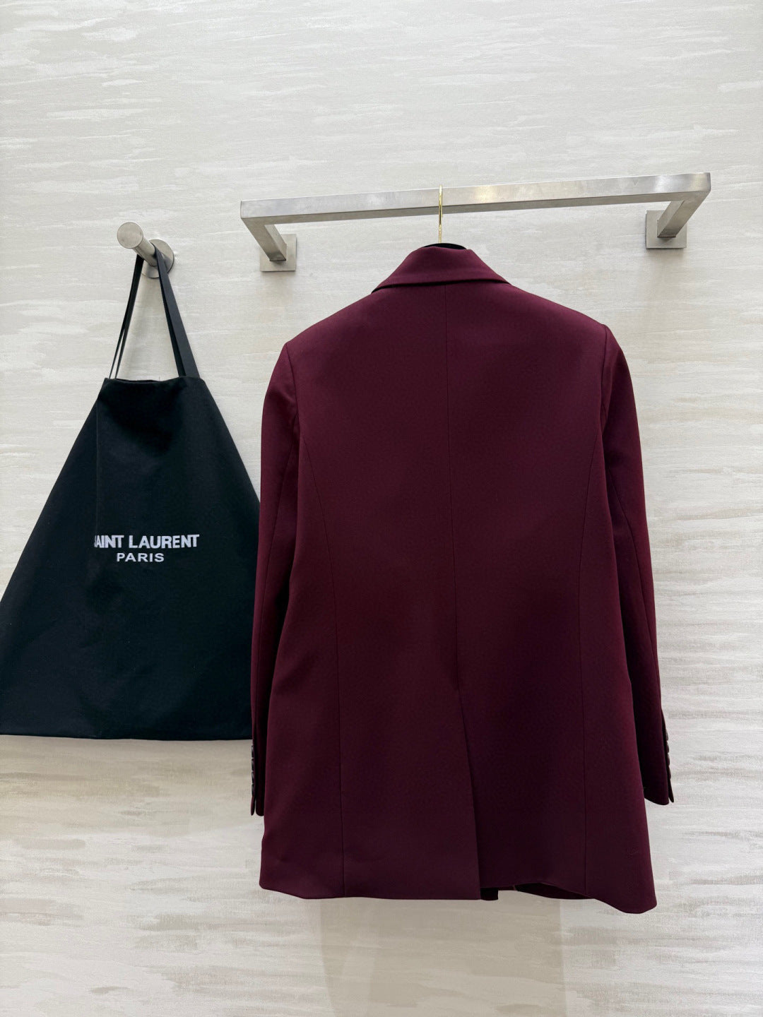 YSL 26S Burgundy Double Breasted Blazer 428258