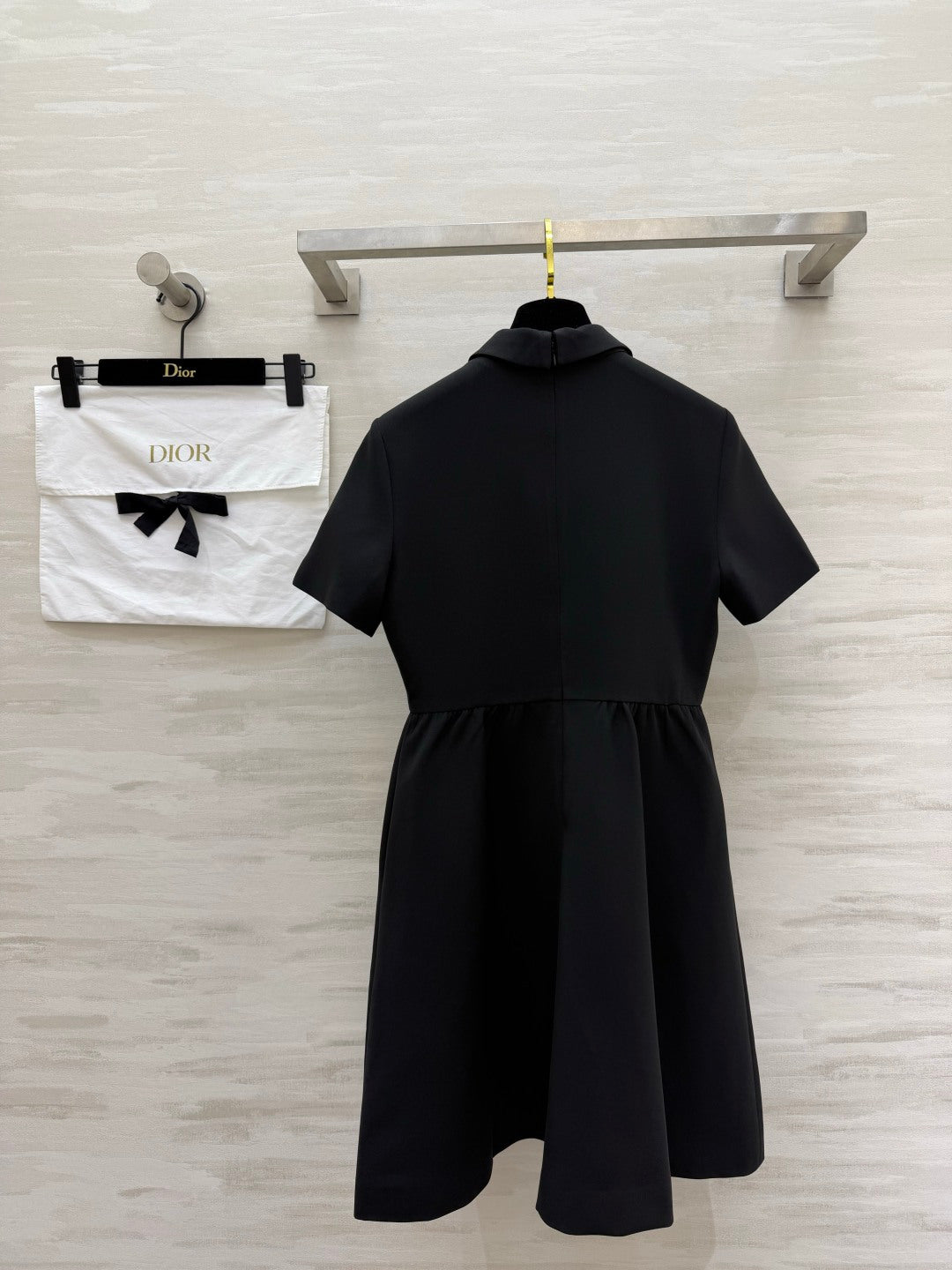 CD Fitted Dress with CD Buttons Black Wool Silk 394197