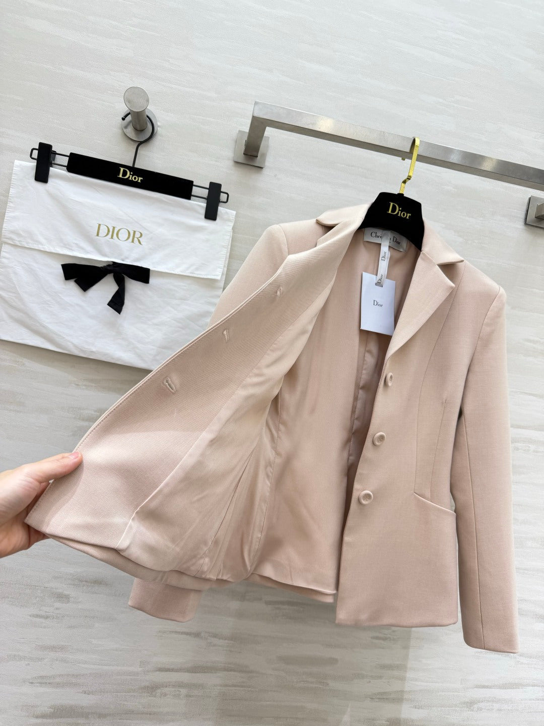 CD 30 Montaigne Bar Jacket Ivory Wool Silk 394154
