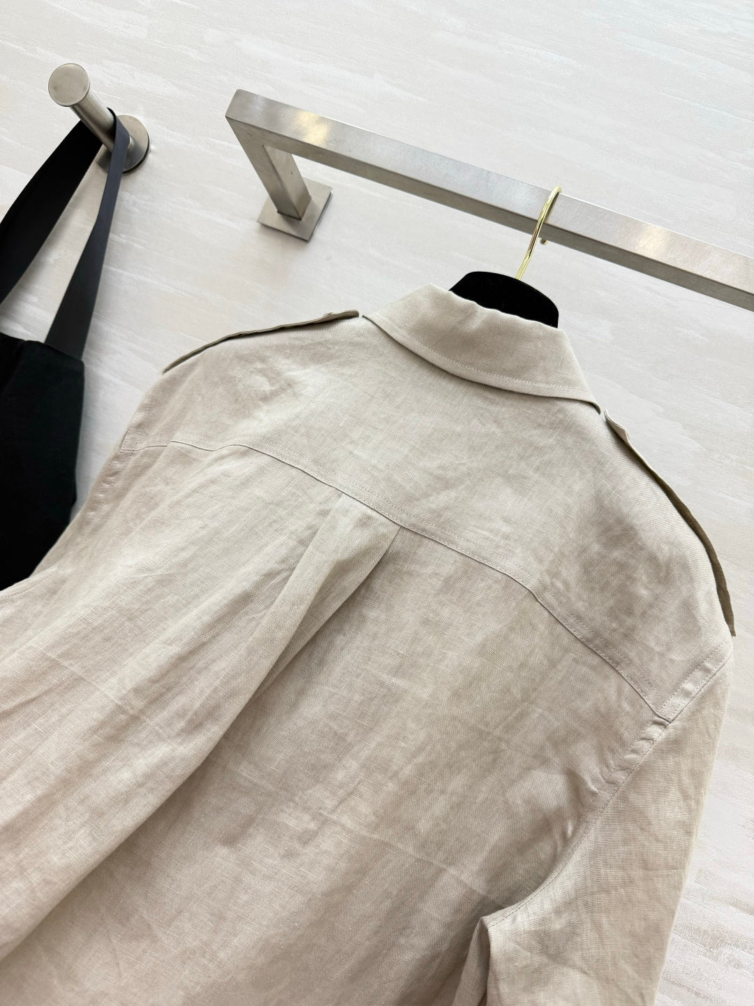 YSL 26s Short-Sleeve Shirt Cream Linen 397024