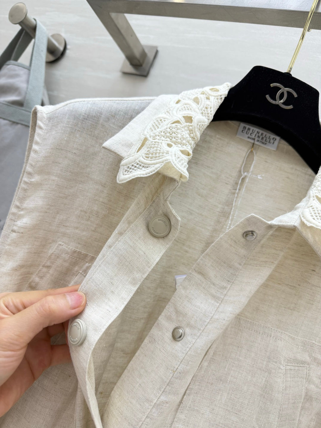 Brunello Cucinelli Vest Cream Linen 396981