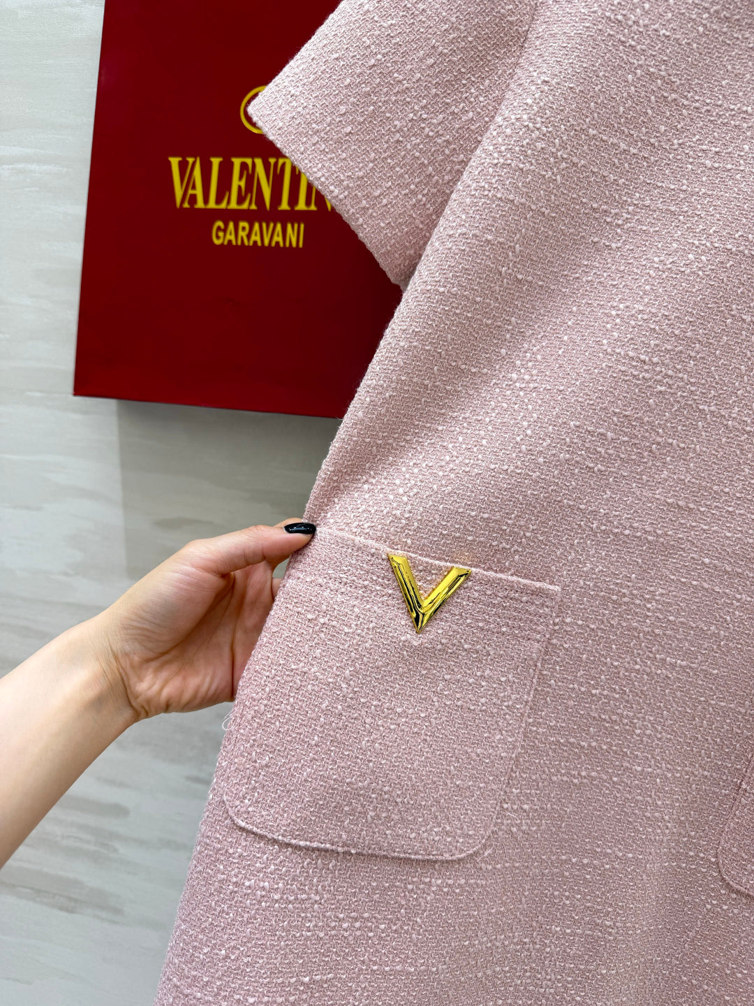 VT 26s Bow-Detail Mini Dress Light Pink Wool Nylon 398913