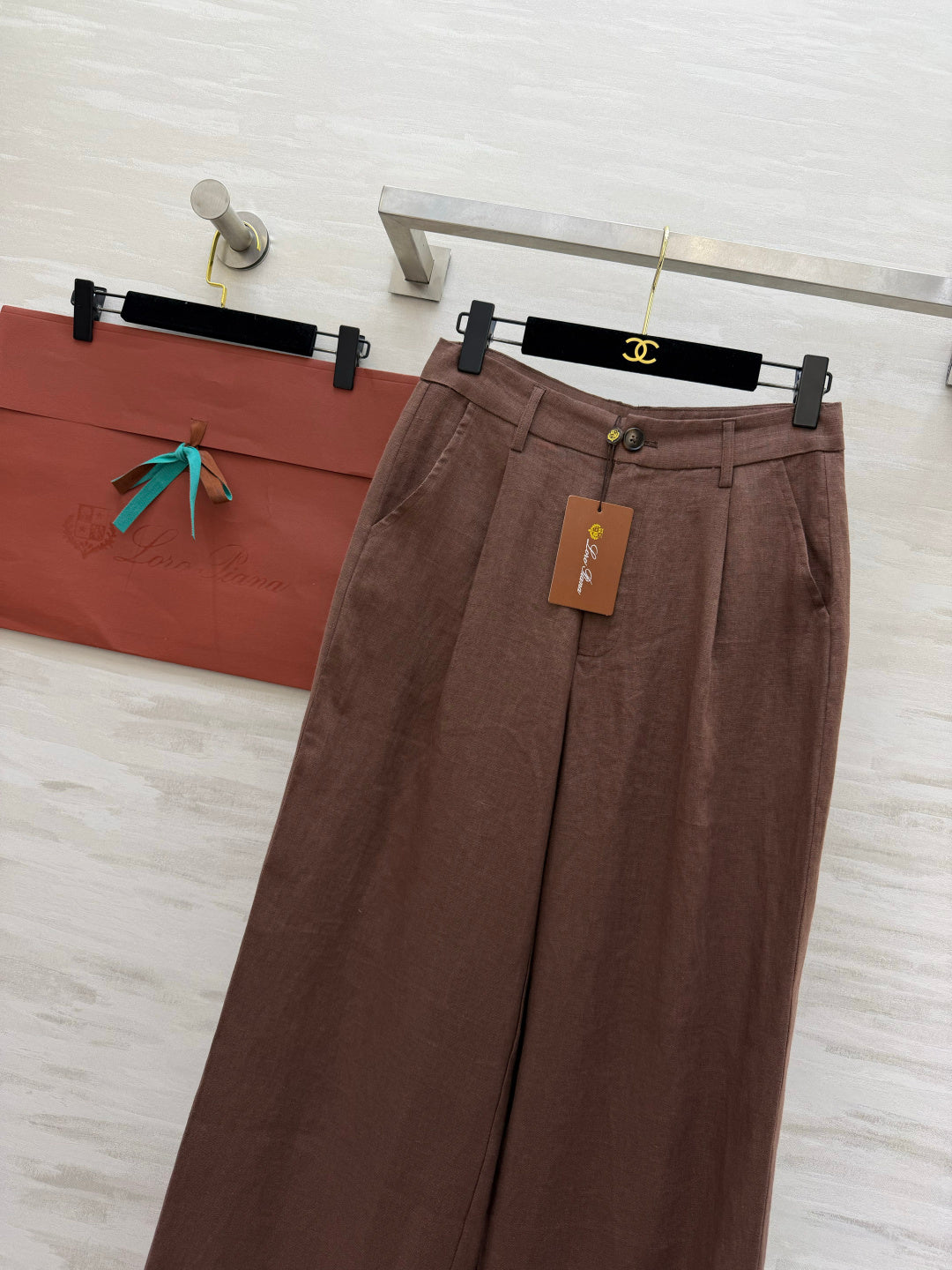 LP 26s Wide-Leg Trousers Brown Linen 398877