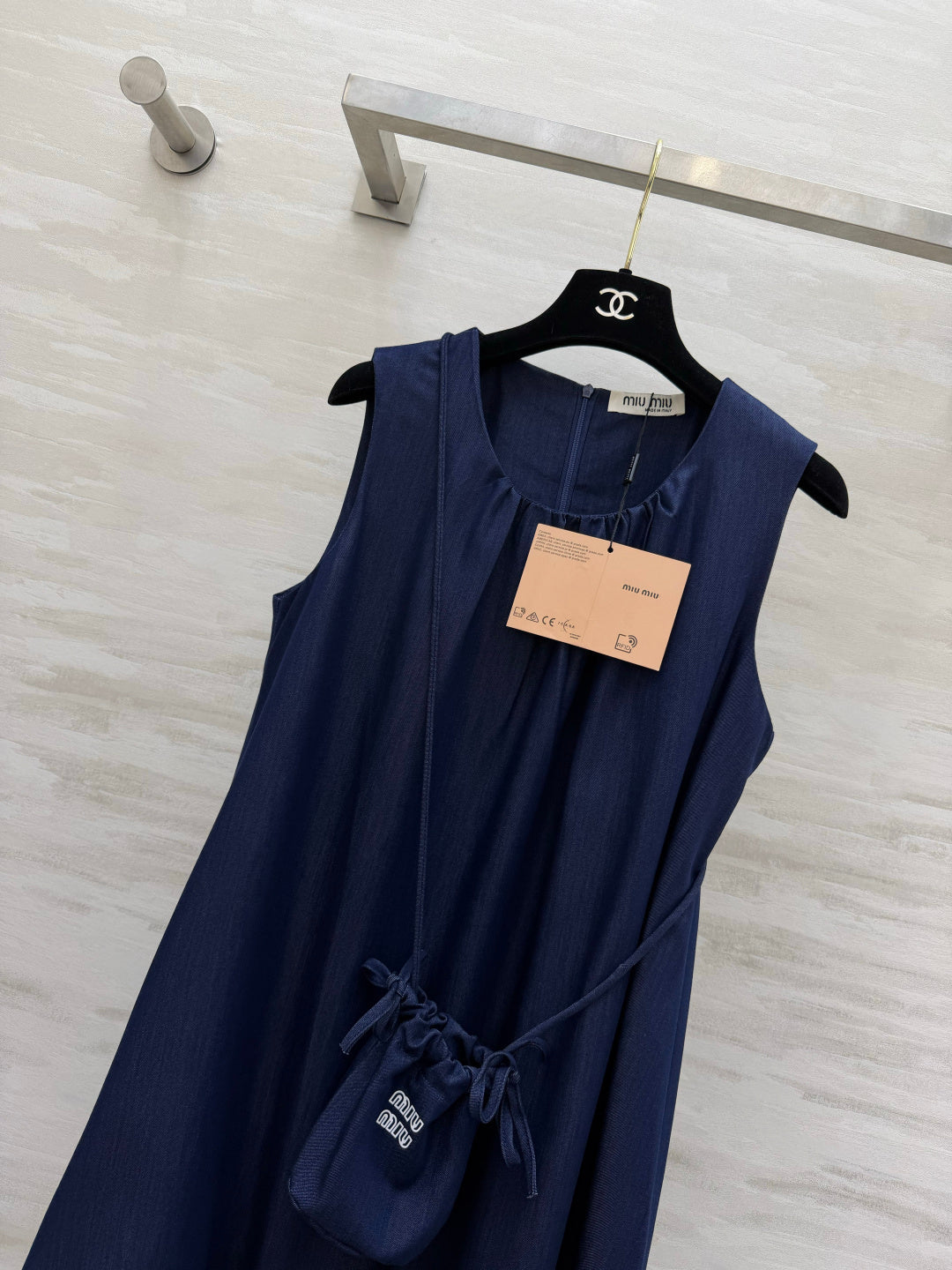 Miu 26s Sleeveless Dress Deep Blue Denim 398806