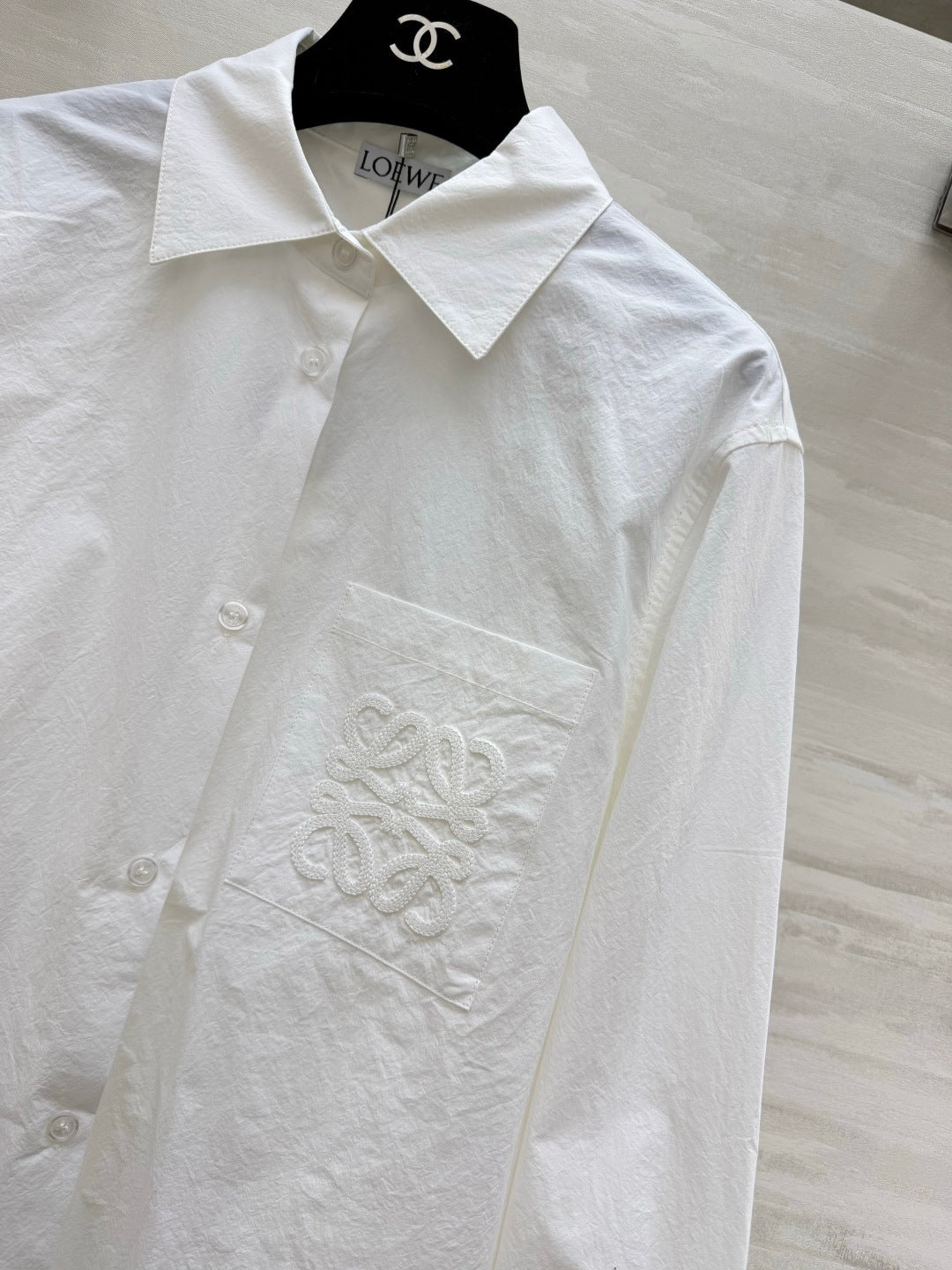 Loewe Embroidered Cotton Shirt White Cotton 410404