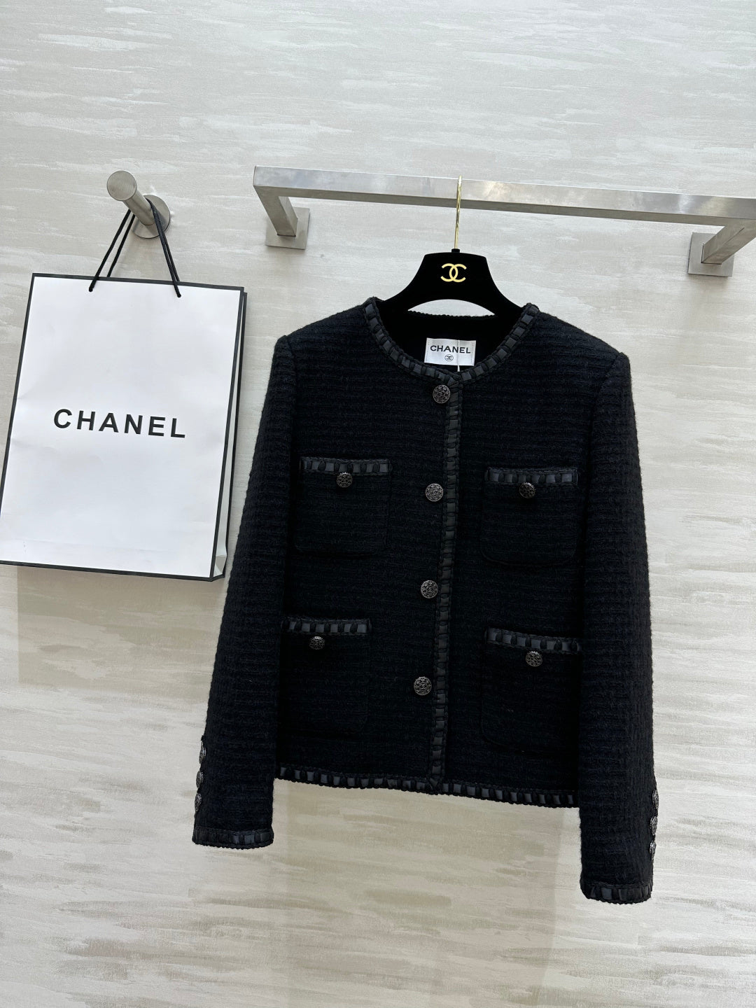 CC 26s Jacket with Braided Trim Black Tweed 414125