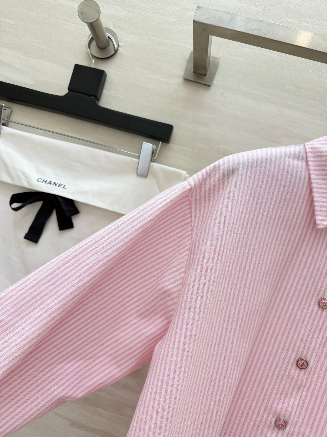 CC 26s Striped Long-Sleeve Shirt Pink Cotton 414115