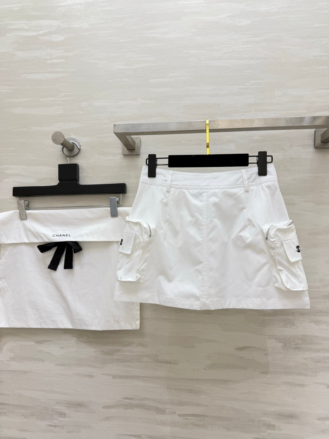 CC 26s Cargo Skirt White Cotton 412078
