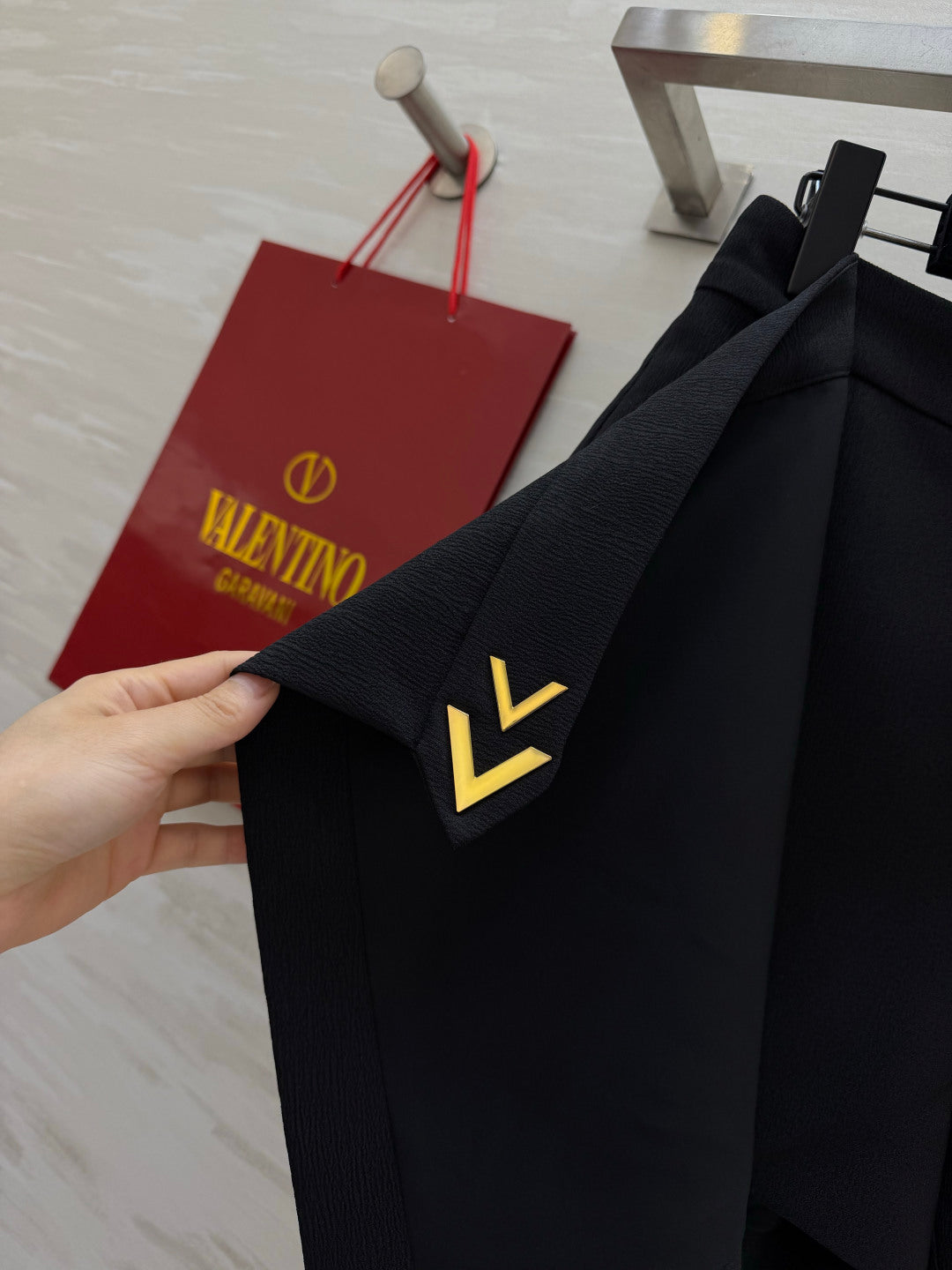 Valentino 26s Vlogo-Detail Wrap Mini Skirt Black Wool 416028