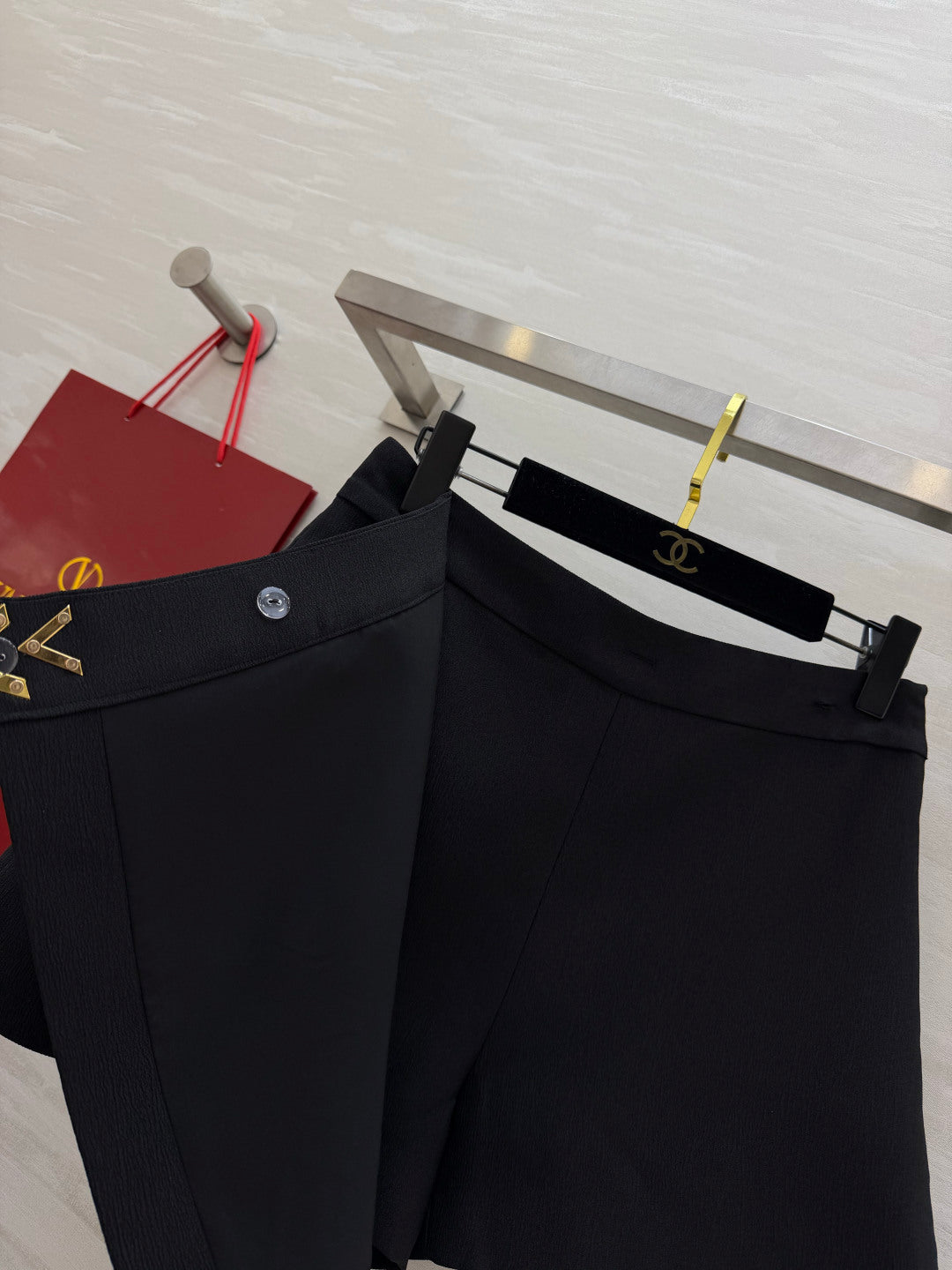 Valentino 26s Vlogo-Detail Wrap Mini Skirt Black Wool 416028