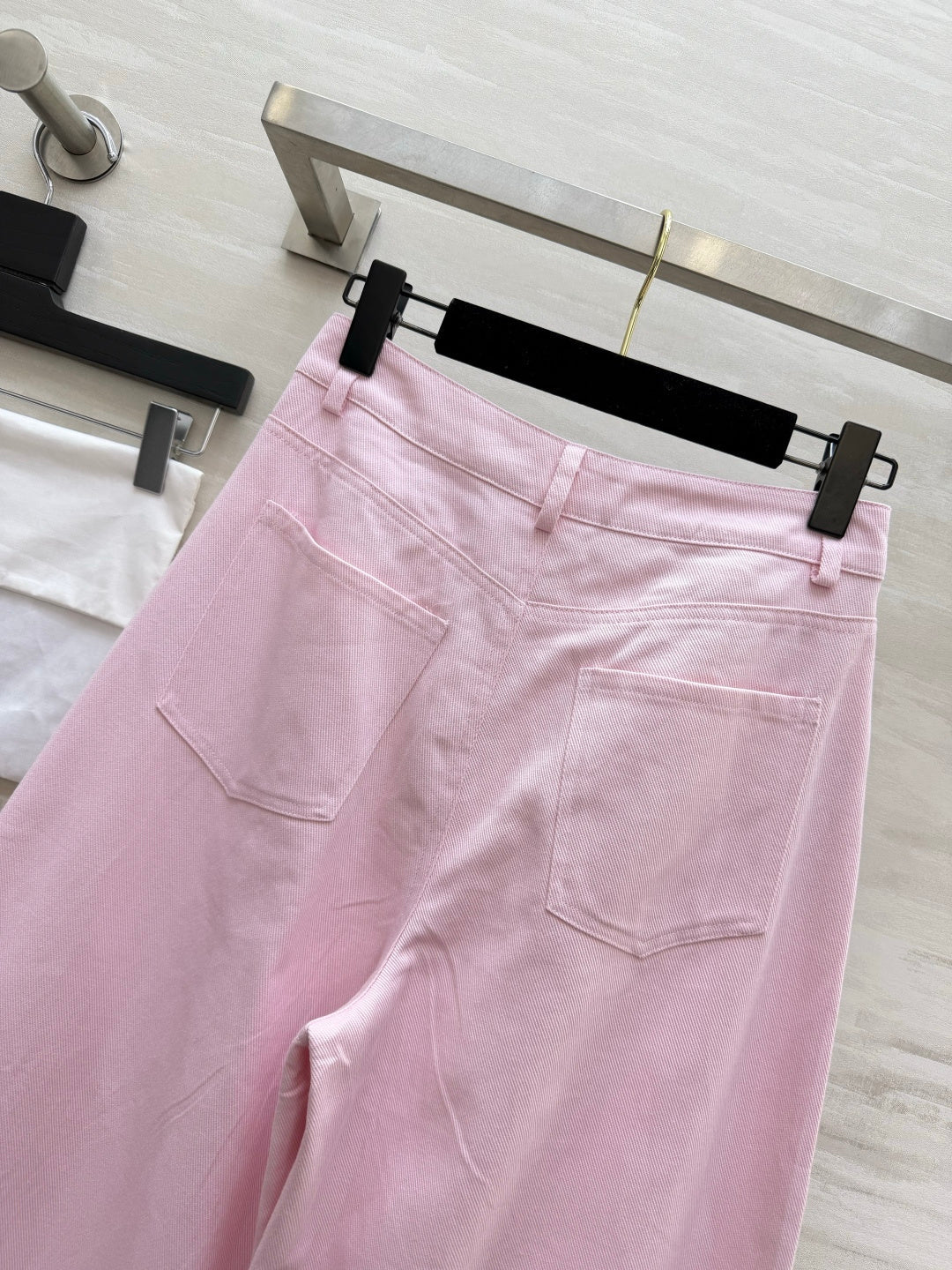 CC 26s Letter Embroidery Wide-Leg Pants Light Pink Cotton 415963