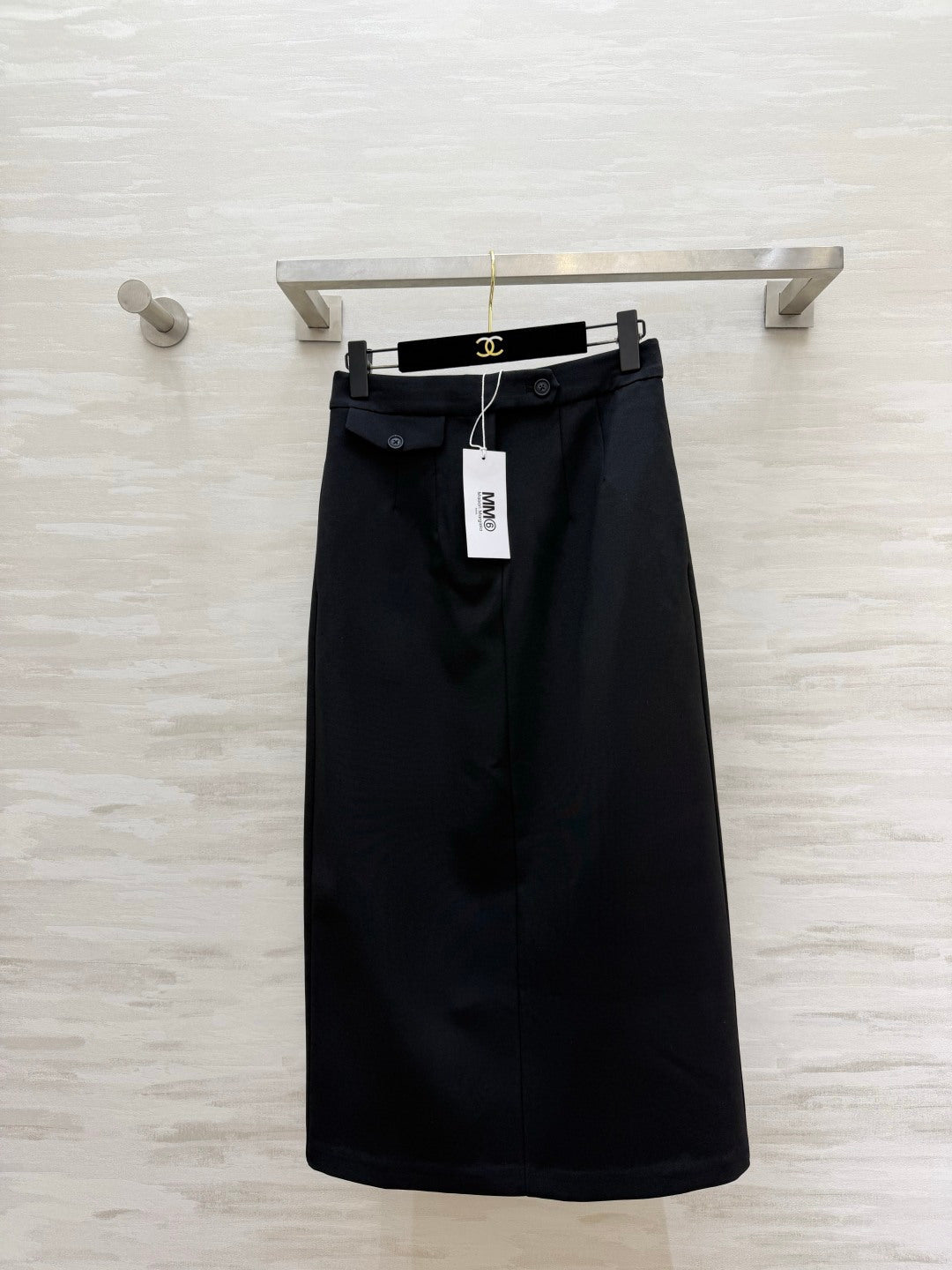 MM6 26S Black Flap Pocket Midi Skirt 428151