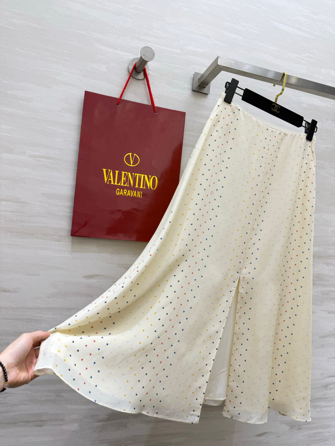 VT 26s Midi Skirt White Multicolor Silk 438818