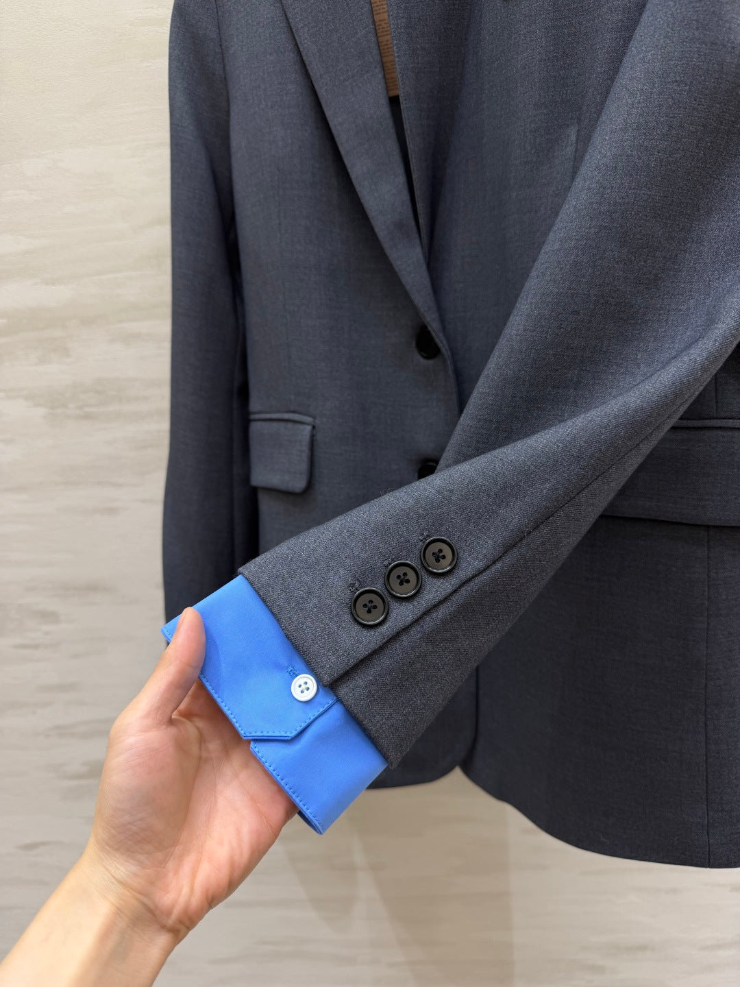 Miu Miu 26s Blazer and Skirt Set Grey Blue 438745