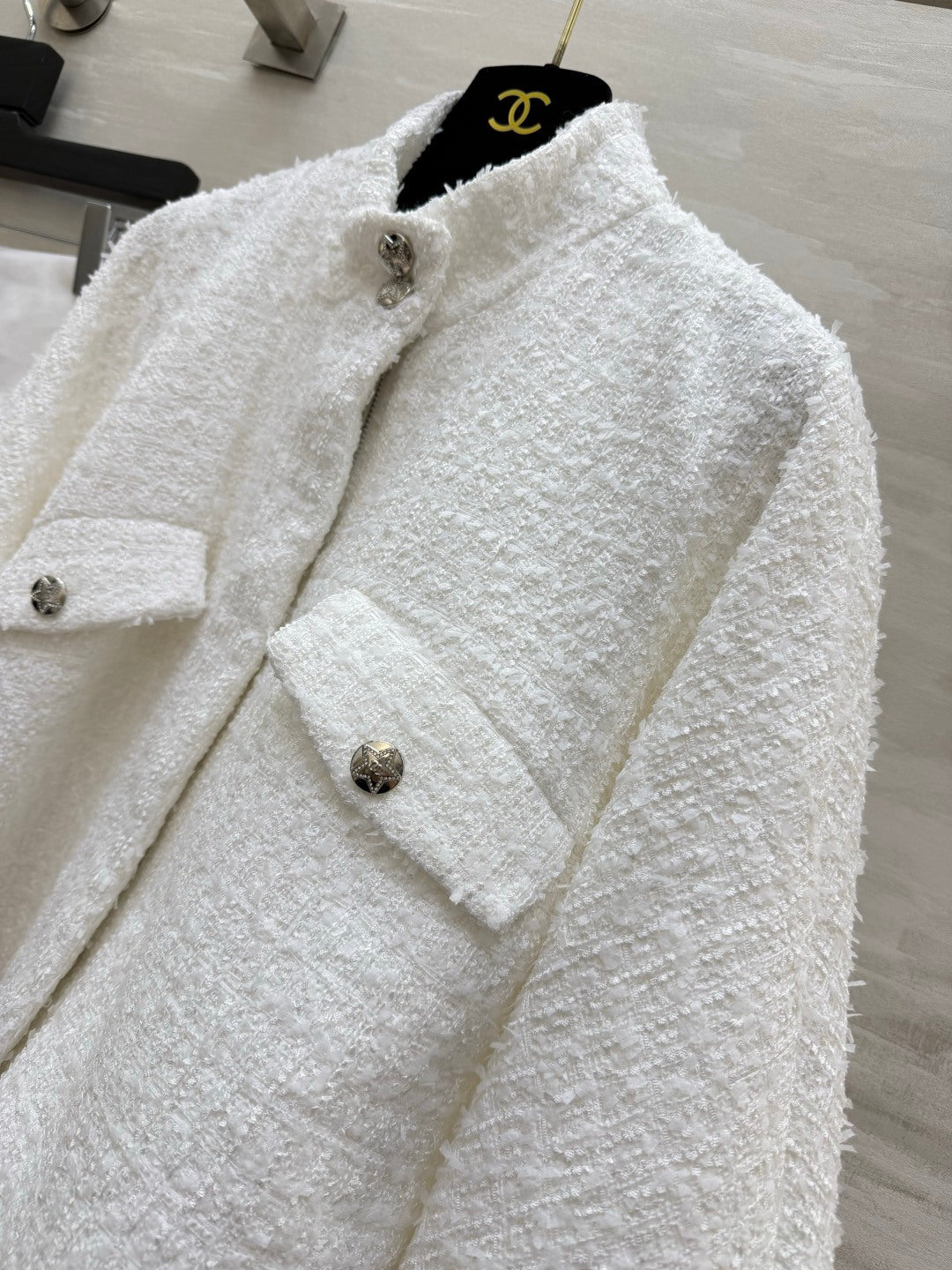 Chanel 26s White Tweed Jacket Style 435357