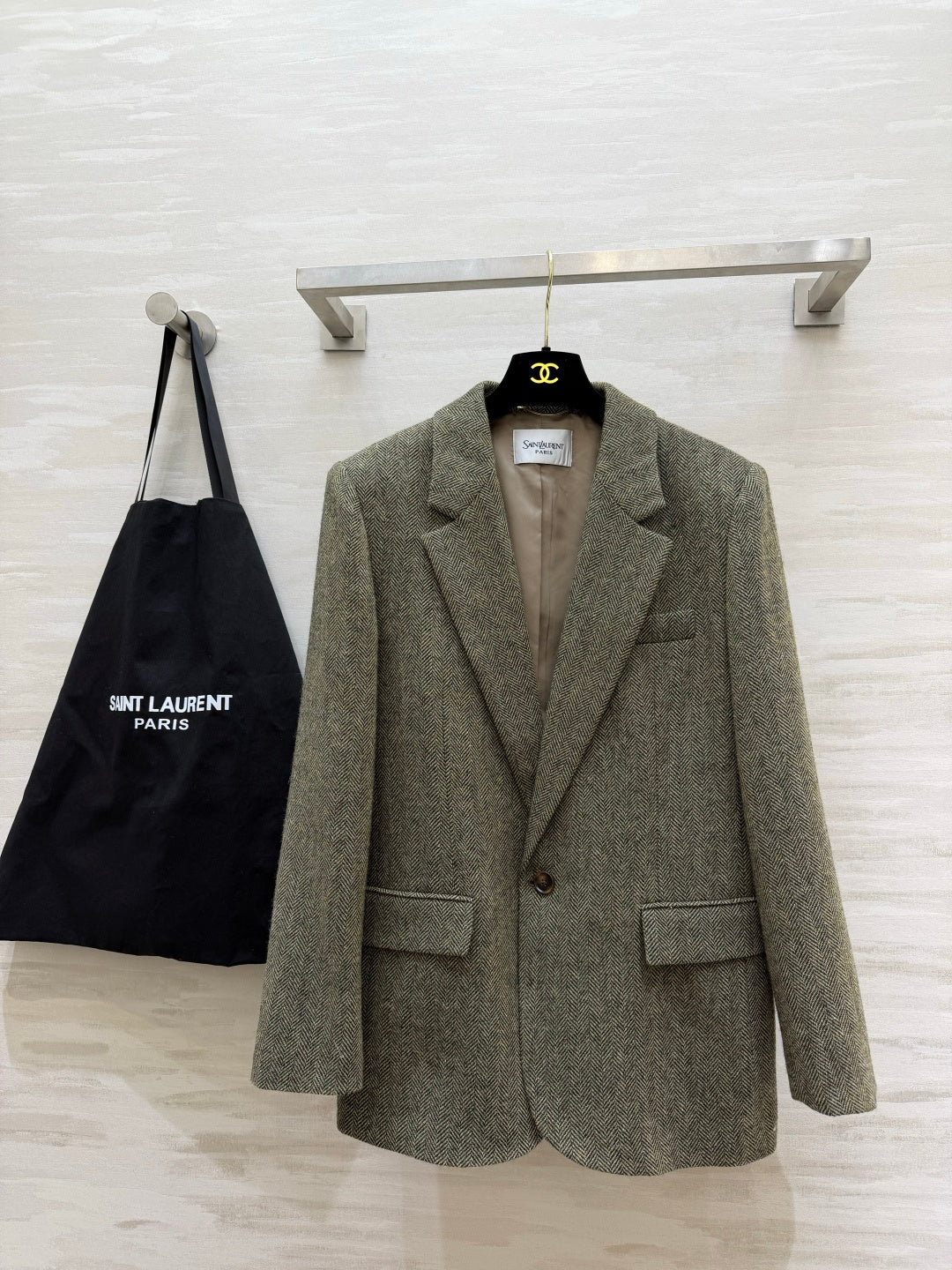 YSL 26s Khaki Wool Blazer Style 435351