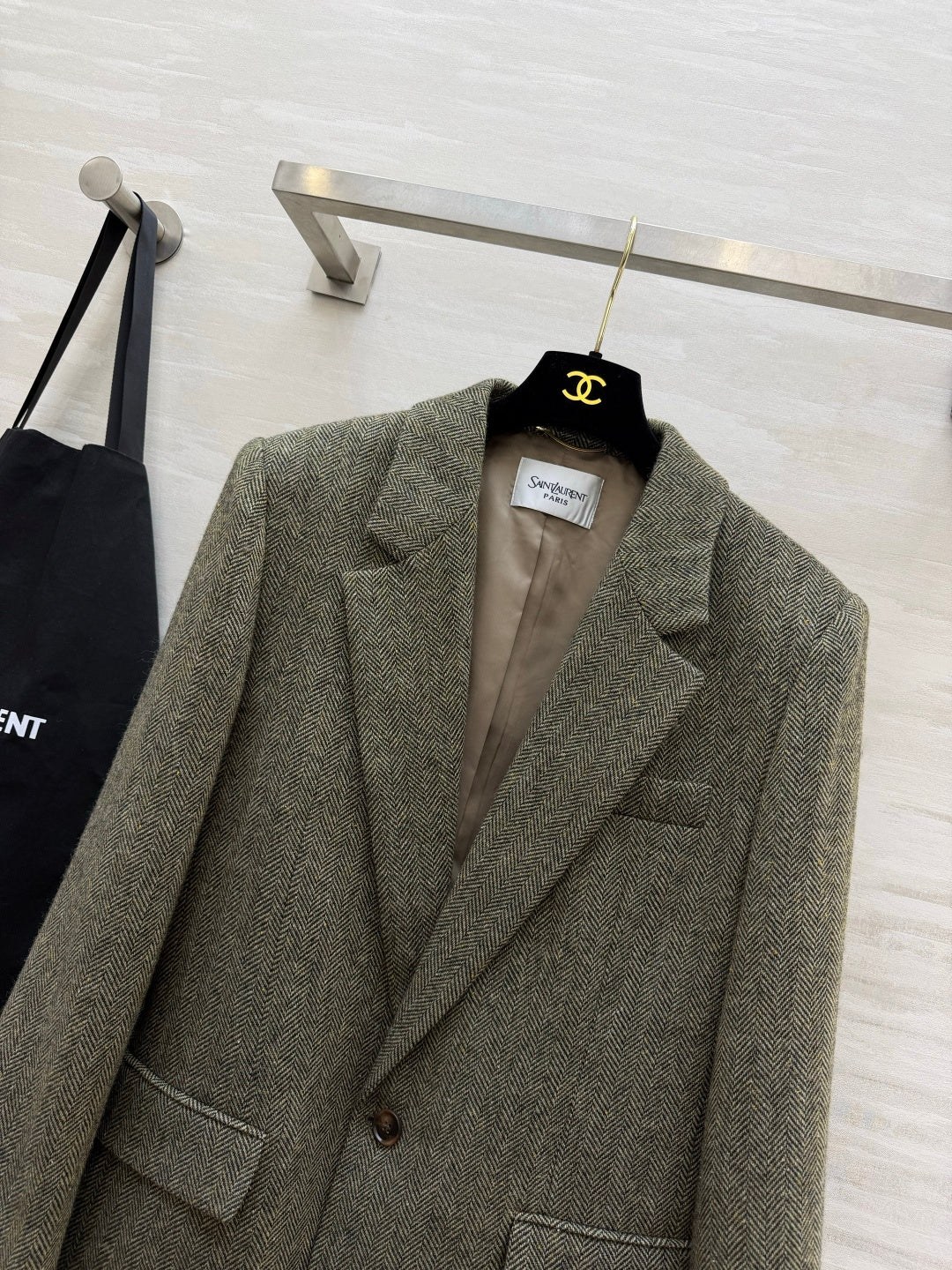 YSL 26s Khaki Wool Blazer Style 435351
