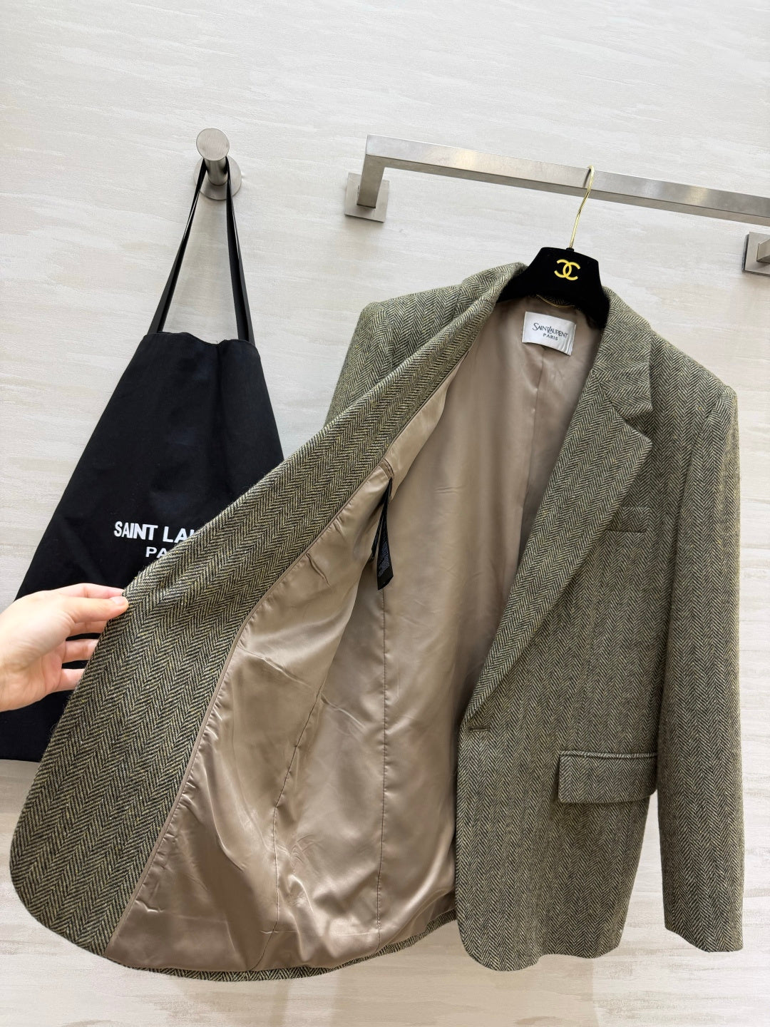YSL 26s Khaki Wool Blazer Style 435351