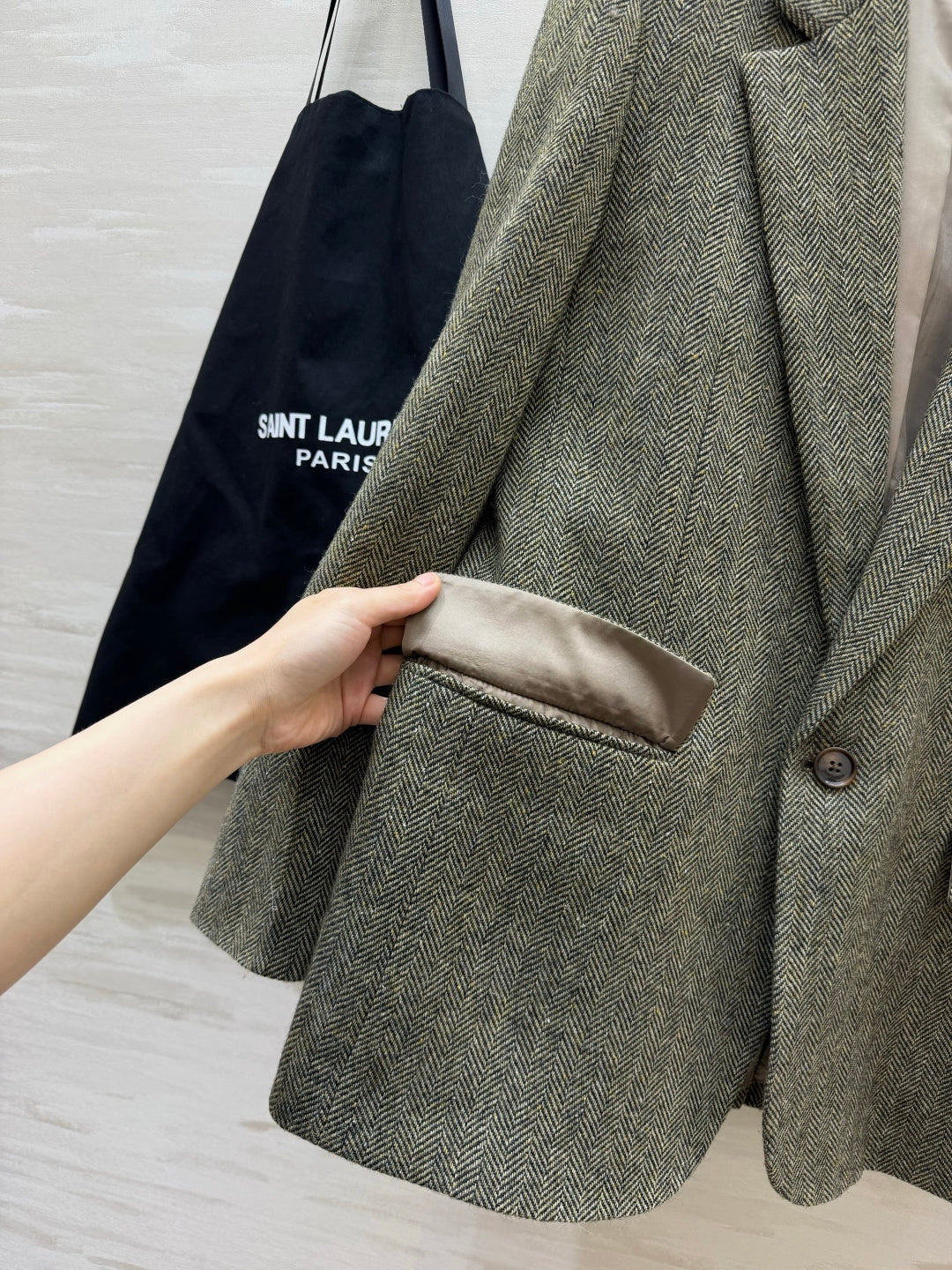 YSL 26s Khaki Wool Blazer Style 435351