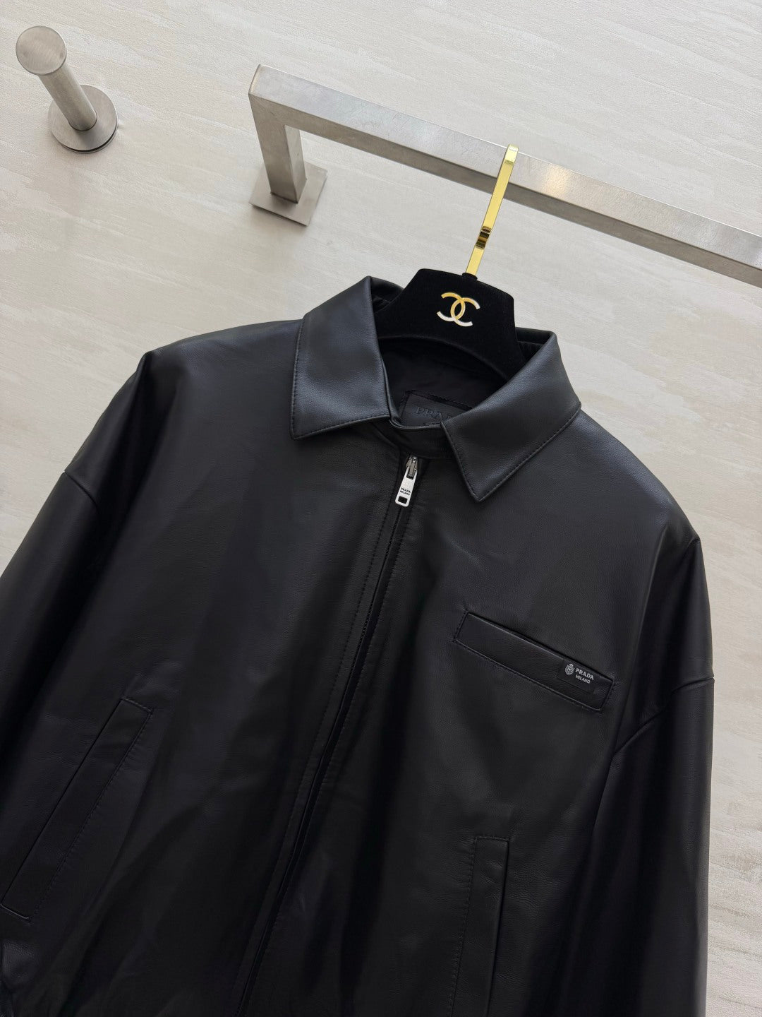 Prada 26s Black Leather Jacket Style 435347