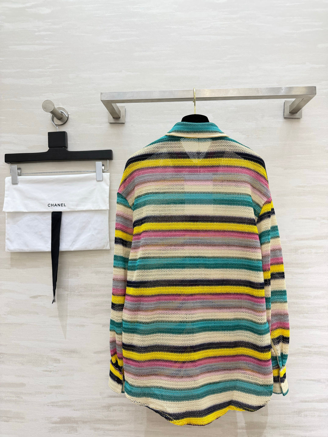 Chanel 26s Multicolor Striped Knit Shirt Style 435334