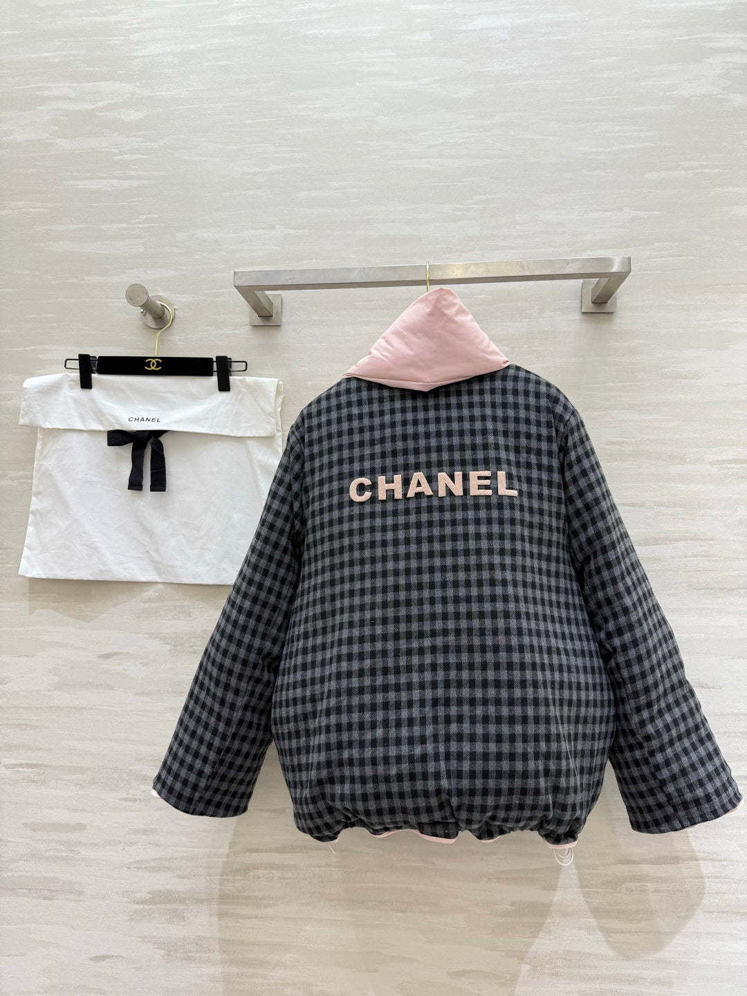 Chanel 26s Pink Heart-Quilted Puffer Jacket With Scarf Style 435329