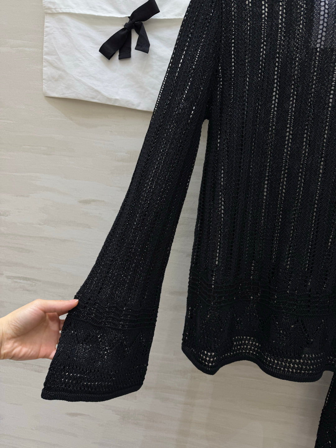 CD 26s Openwork Knit Top & Maxi Skirt Set Black Cotton 437203