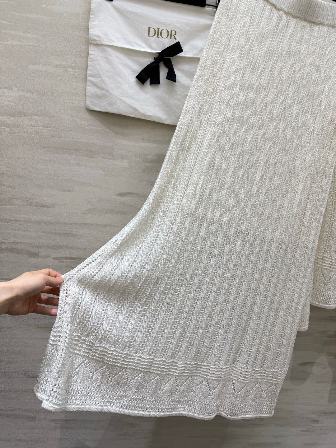 CD 26s Openwork Knit Top & Maxi Skirt Set Off-White Cotton 437198