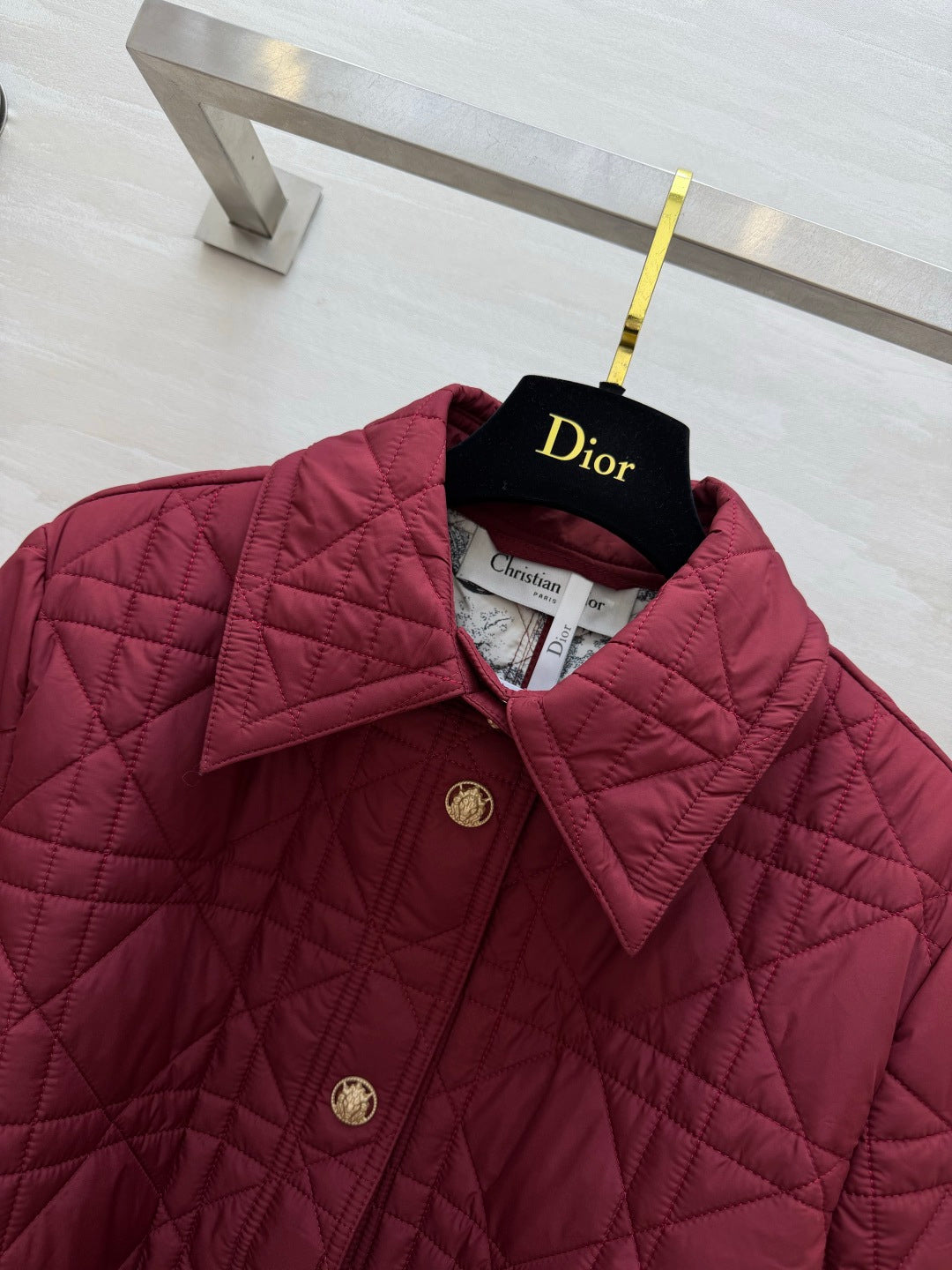 Dior 26s Cannage Quilted Belted Long Coat Burgundy 438702