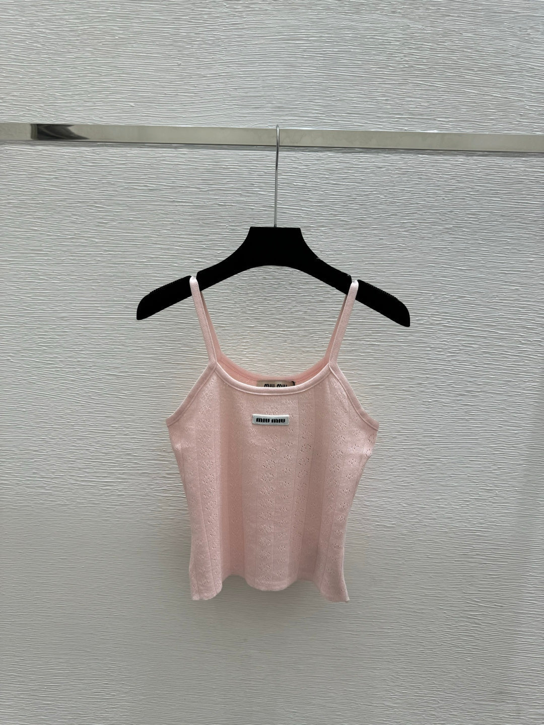 Miumiu 2026 Knitted Camisole White and Pink Tencel Cotton 136085