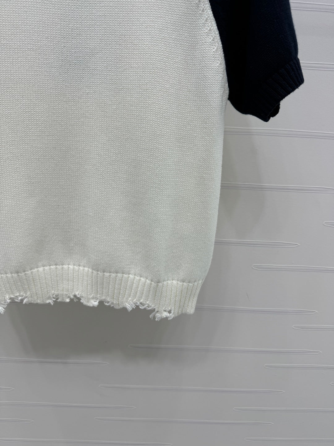CC Short Sleeve Knitted Sweater White Black Cashmere Wool 351022