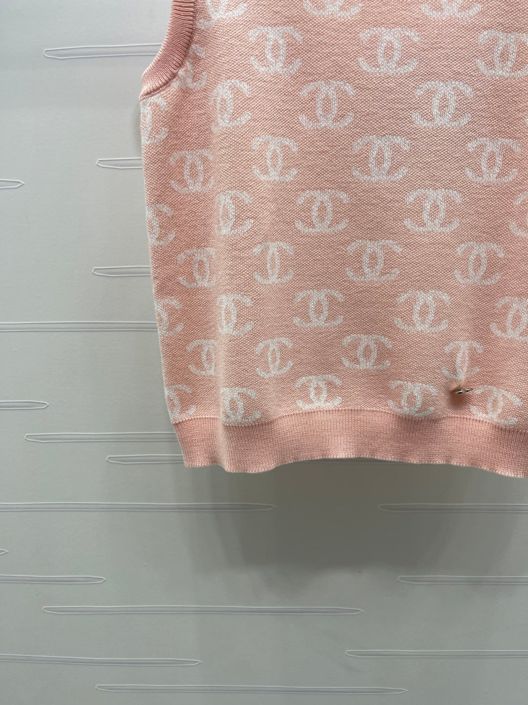CC 26sJacquard Knit Vest Pink Wool 344122