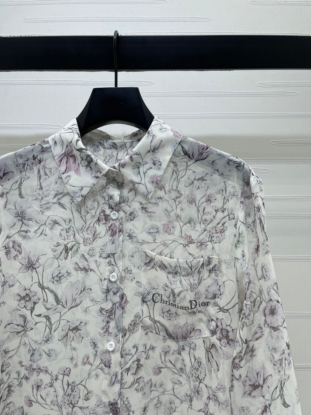 CD Printed Sheer Long-Sleeve Shirt 392643
