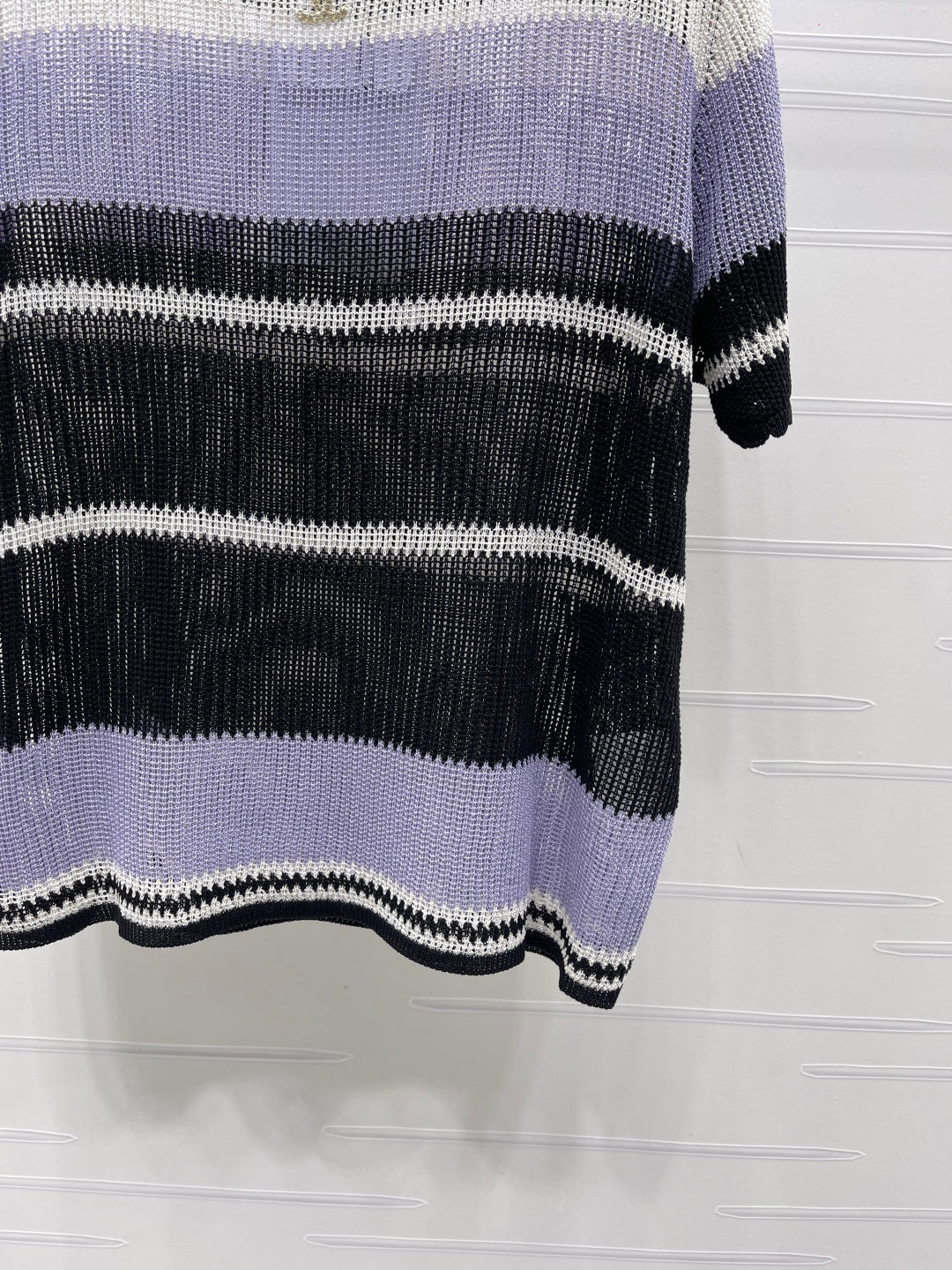 CC 26s Short-Sleeved Top Purple Black Silk Cotton 373113