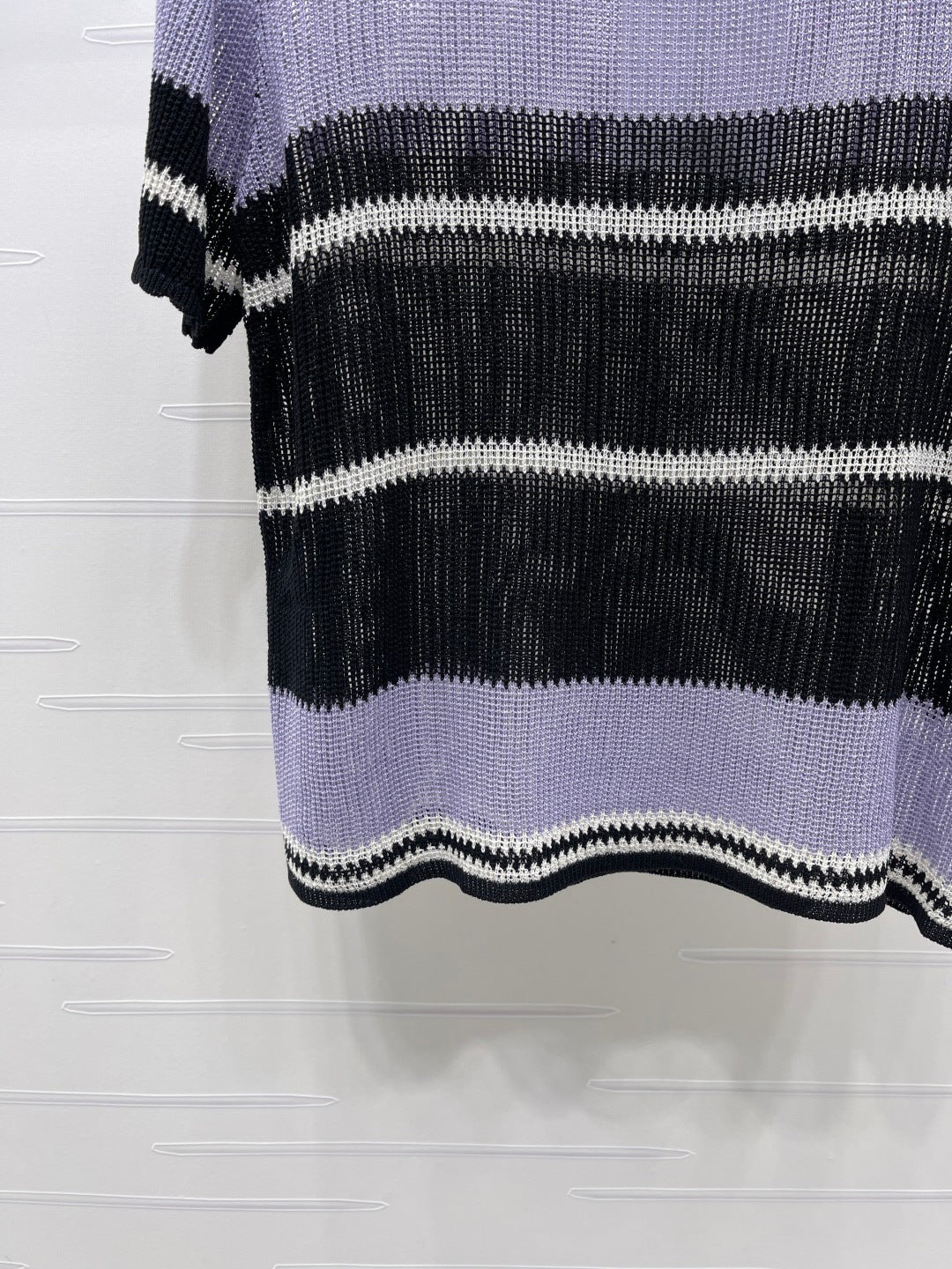 CC 26s Short-Sleeved Top Purple Black Silk Cotton 373113