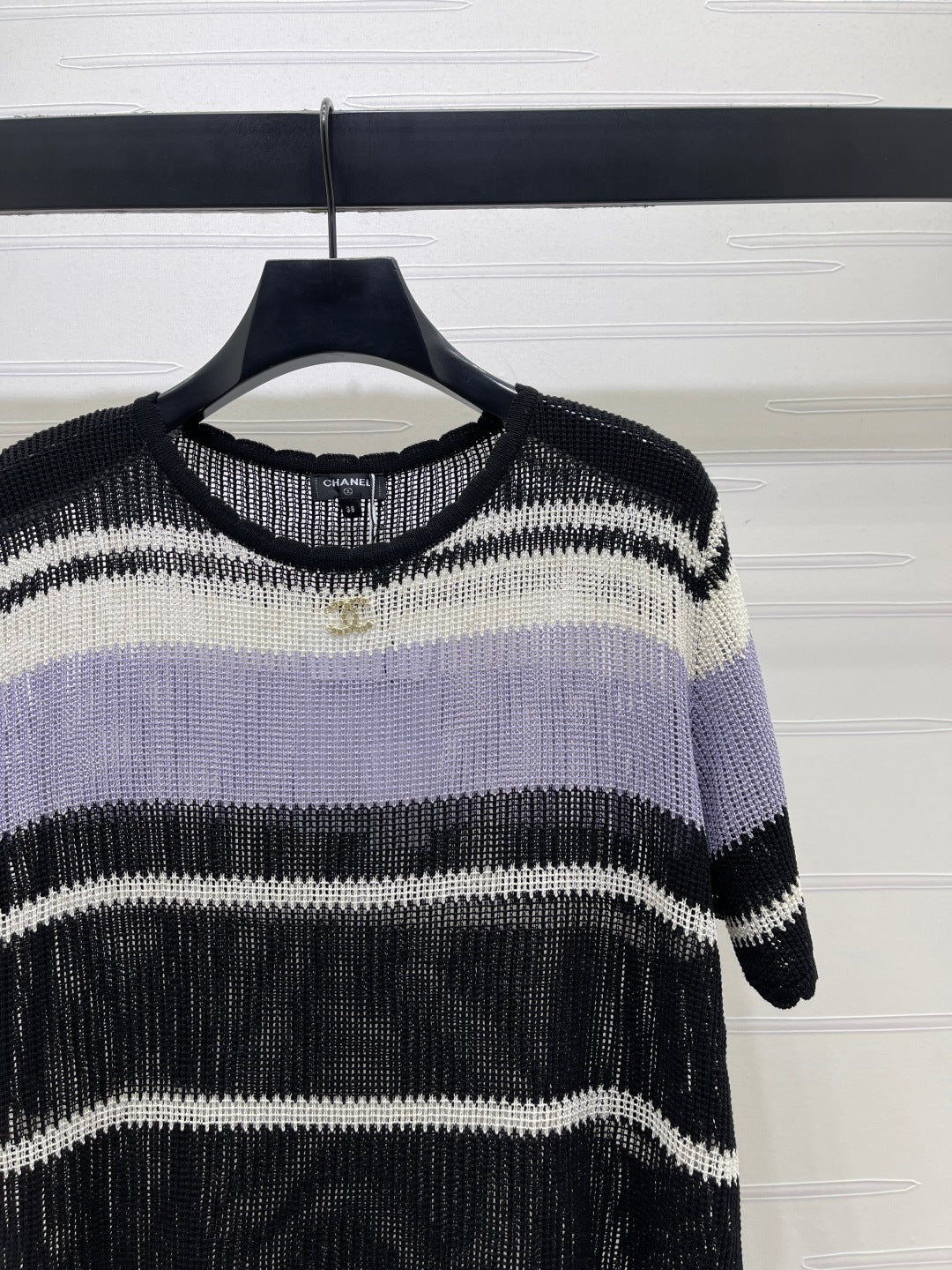CC 26s Short-Sleeved Top Purple Black Silk Cotton 373113