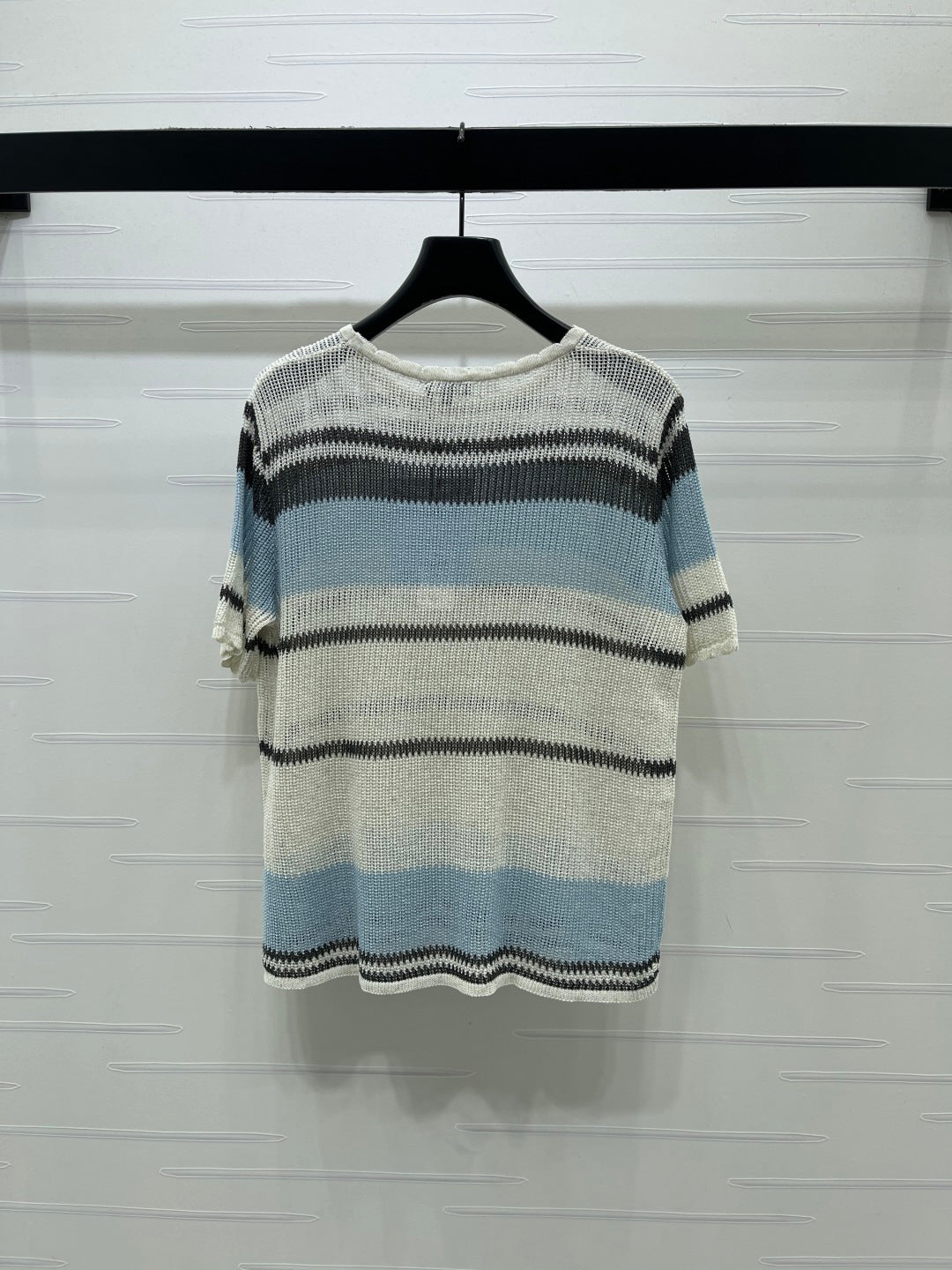CC 26s Short-Sleeved Top Blue Black Silk Cotton 373112
