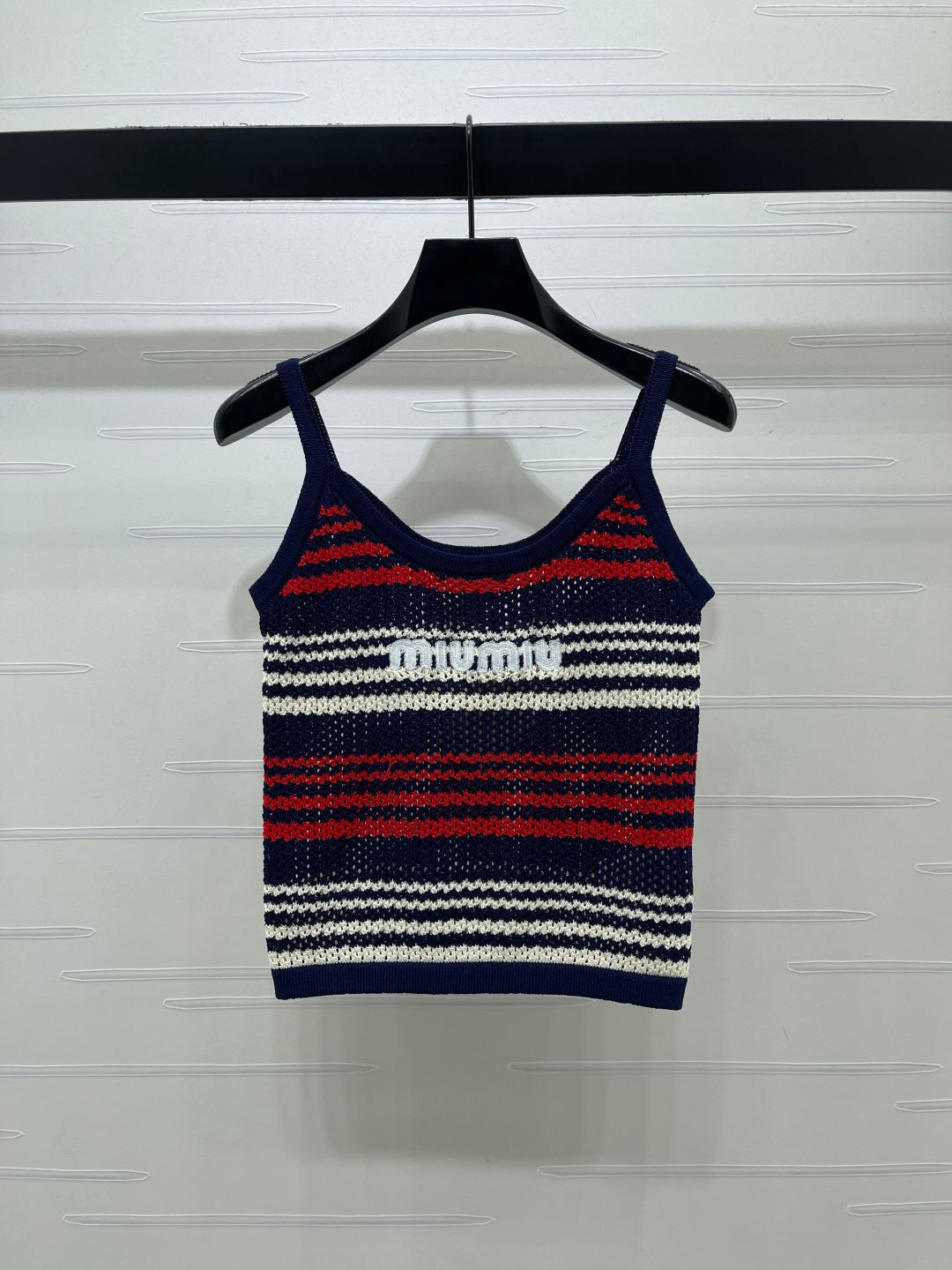 Miu Striped Red Navy Blue Wool 373129