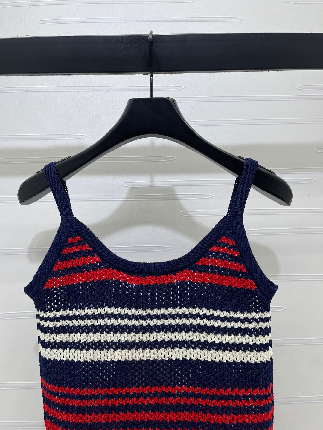 Miu Striped Red Navy Blue Wool 373129