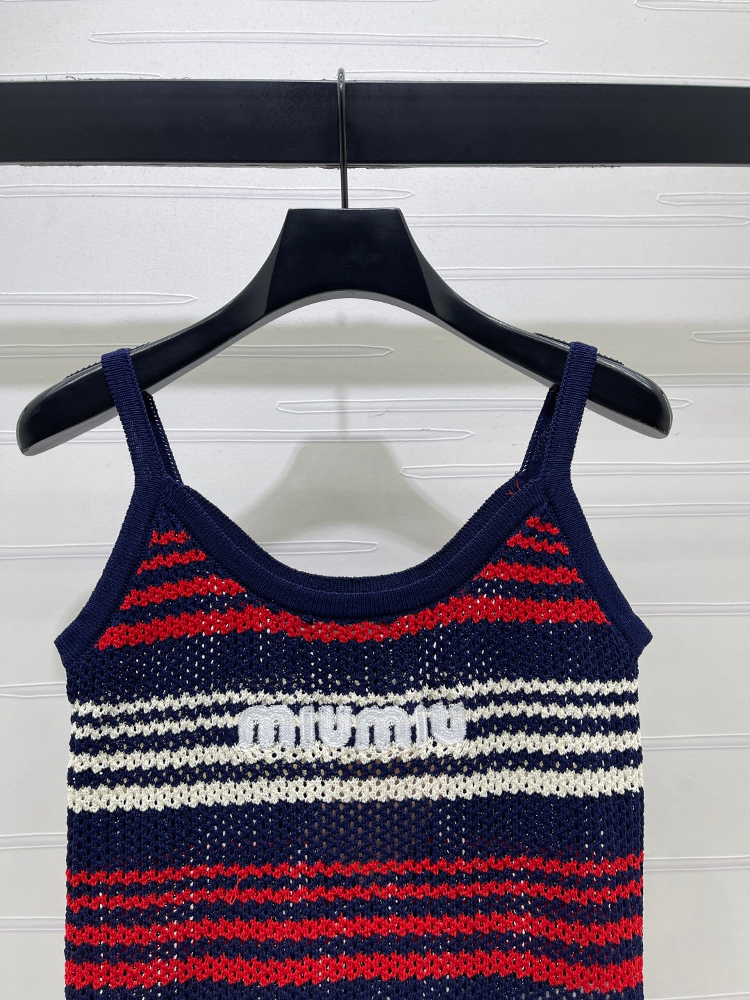 Miu Striped Red Navy Blue Wool 373129